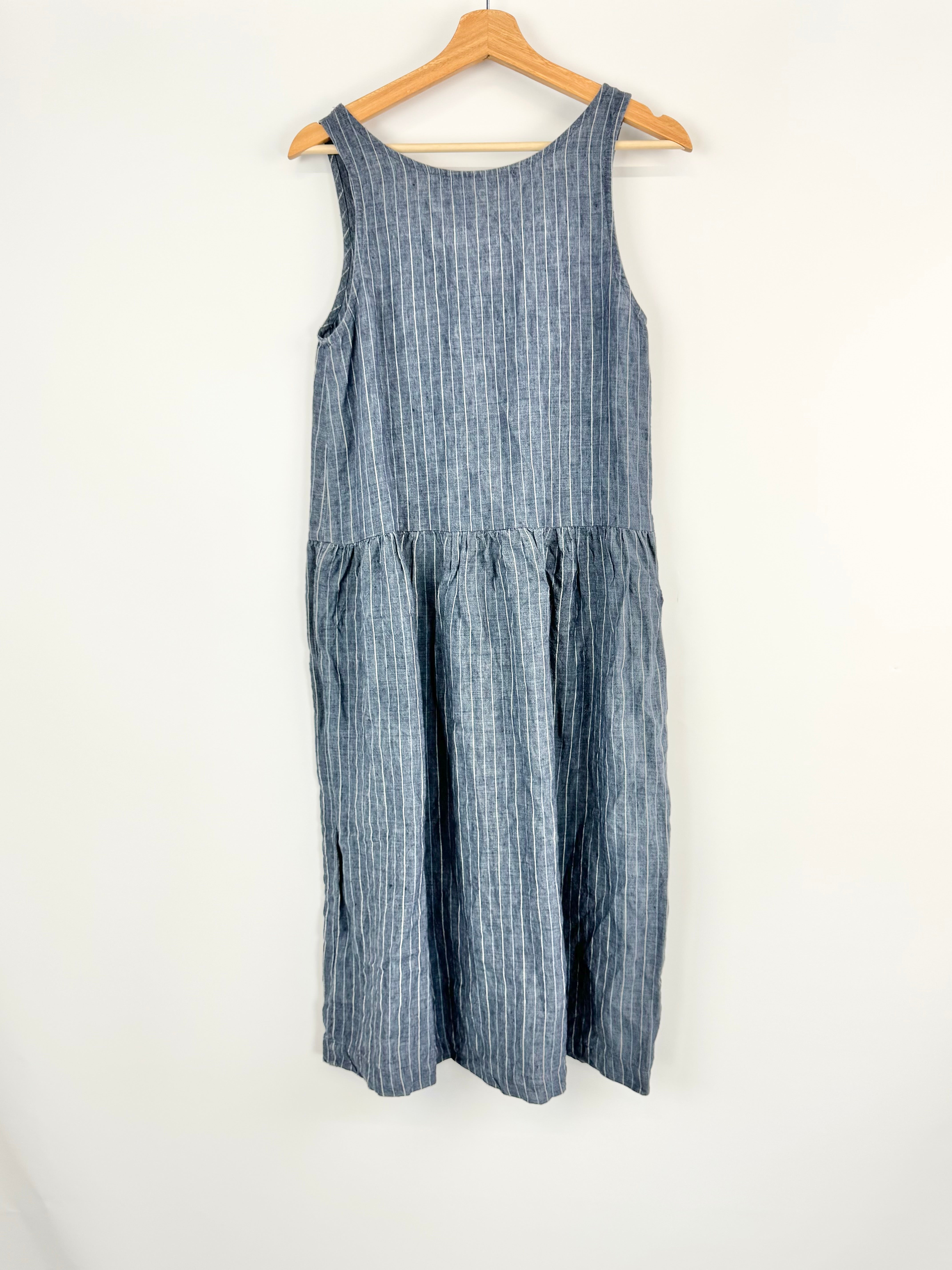 Alpha60 Stone Blue Striped Pinafore - AU6/8