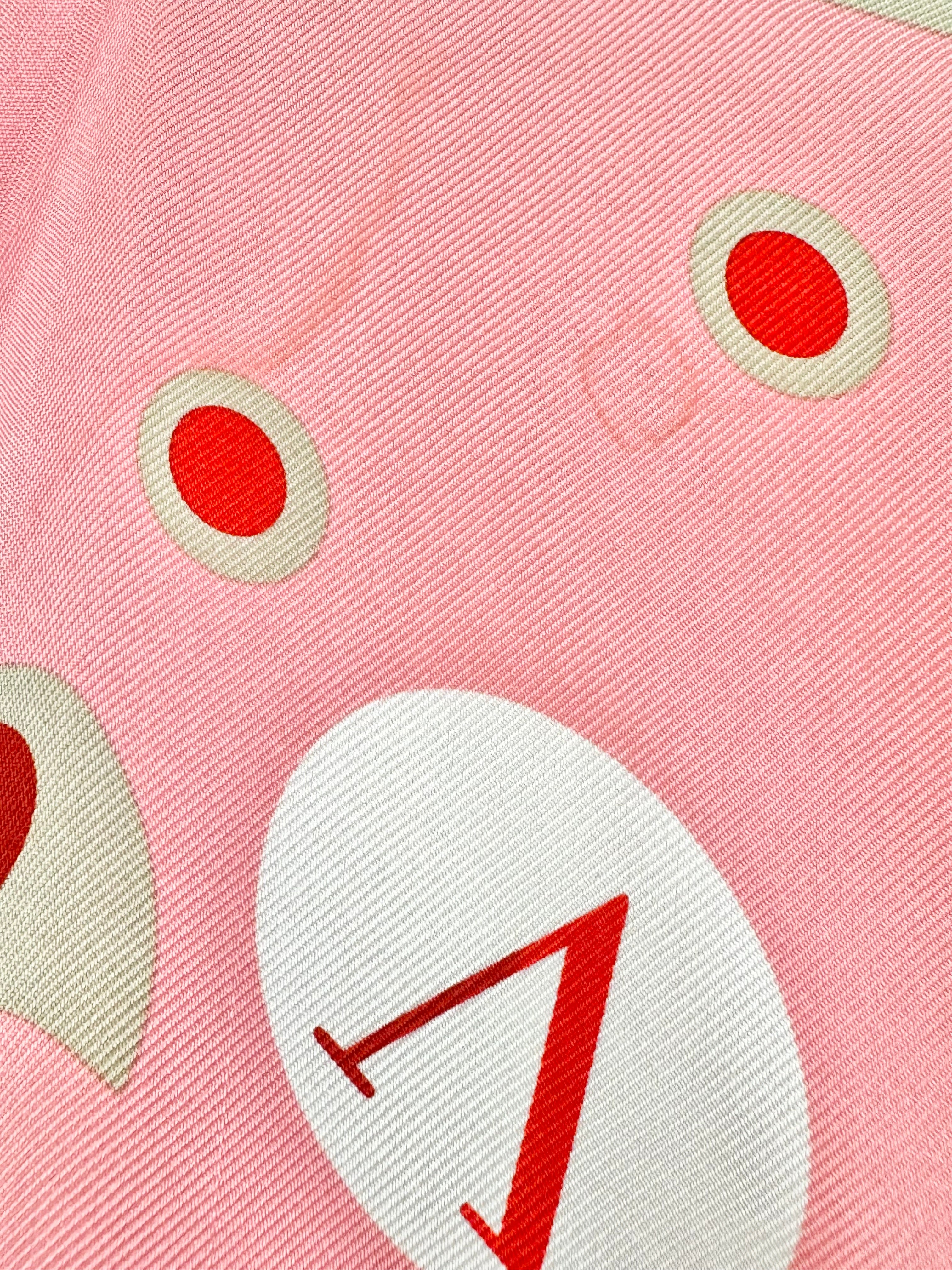 Valentino Blush Pink & Cream 'V' Silk Scarf