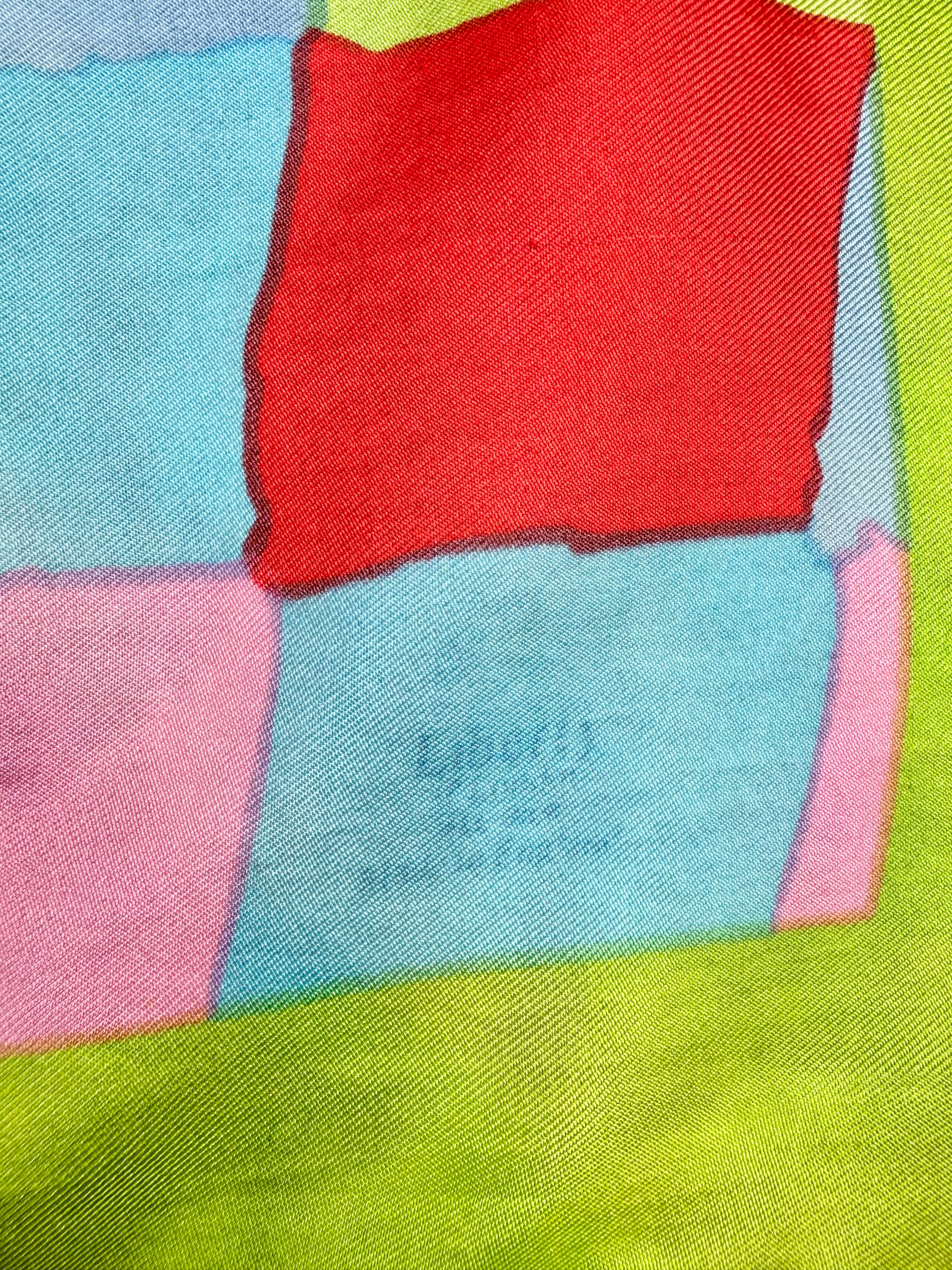 Vintage Liberty London Twill Silk Abstract Patchwork Hand-Rolled Scarf