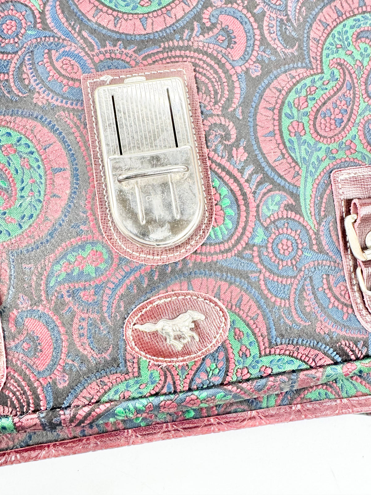 Vintage Burgundy & Forest Green Paisley Patterned Briefcase