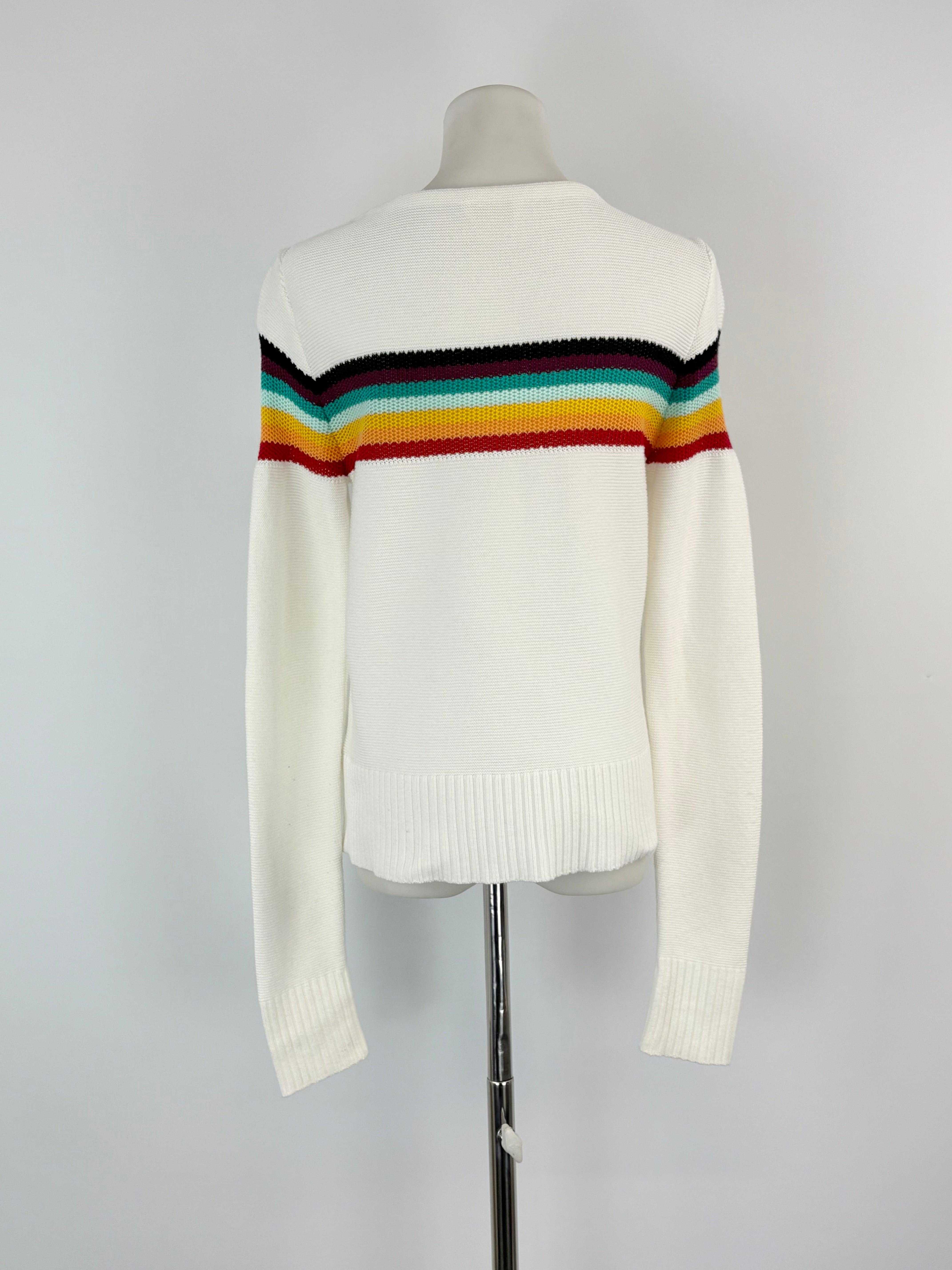 Chloé White Rainbow-Stripe Knitted Sweater - AU8/10