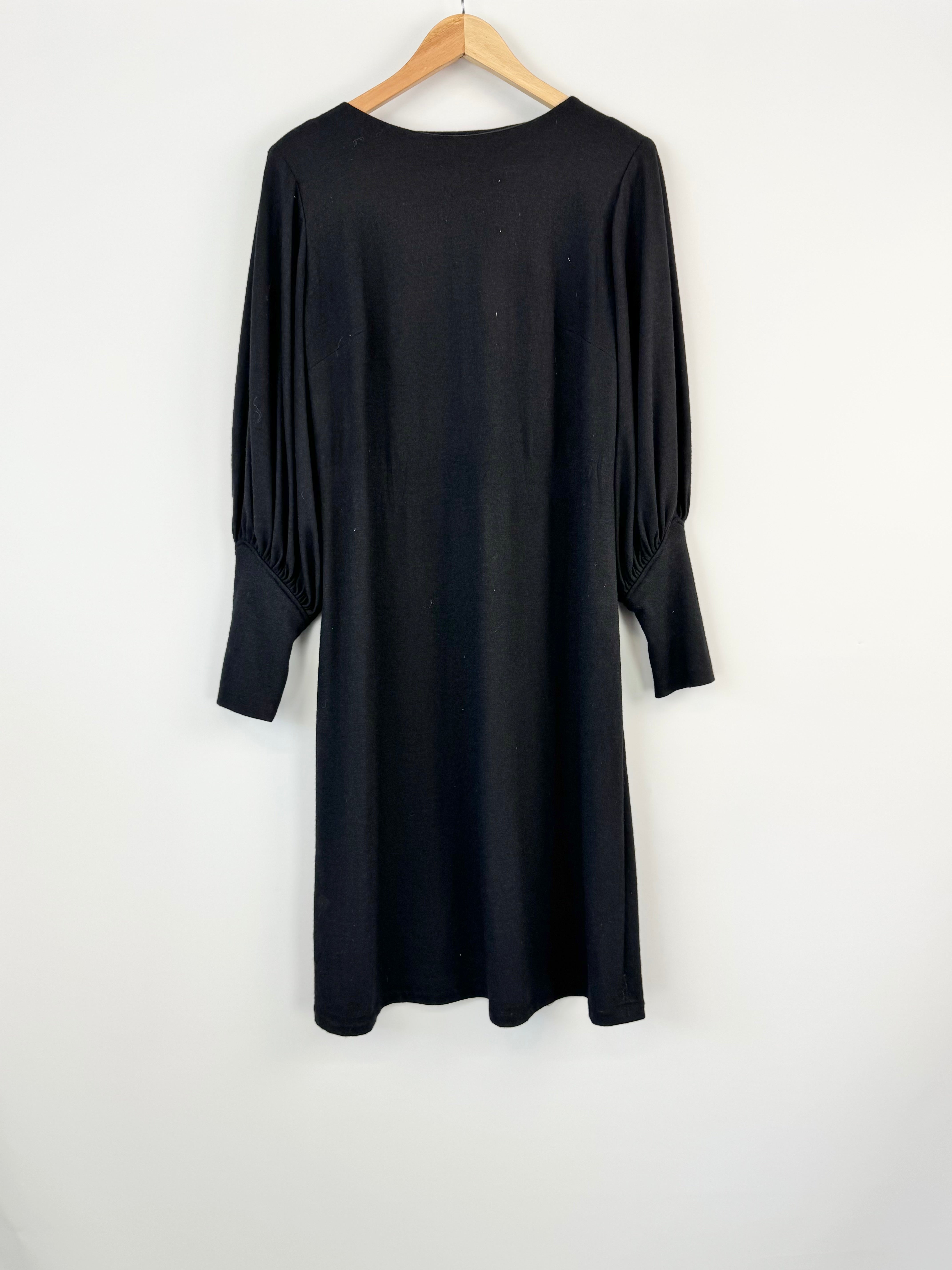 Noel Wells Black Bishop-Sleeve Below the Knee Dress - AU10