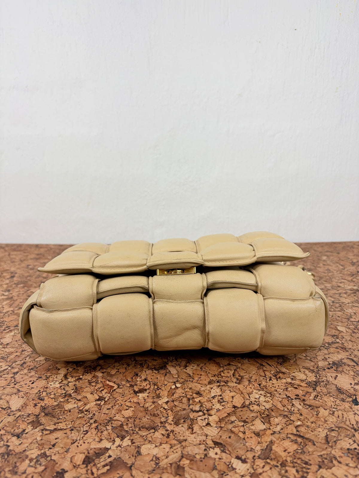 Bottega Veneta Chain Cassette Bag in Porridge & Gold