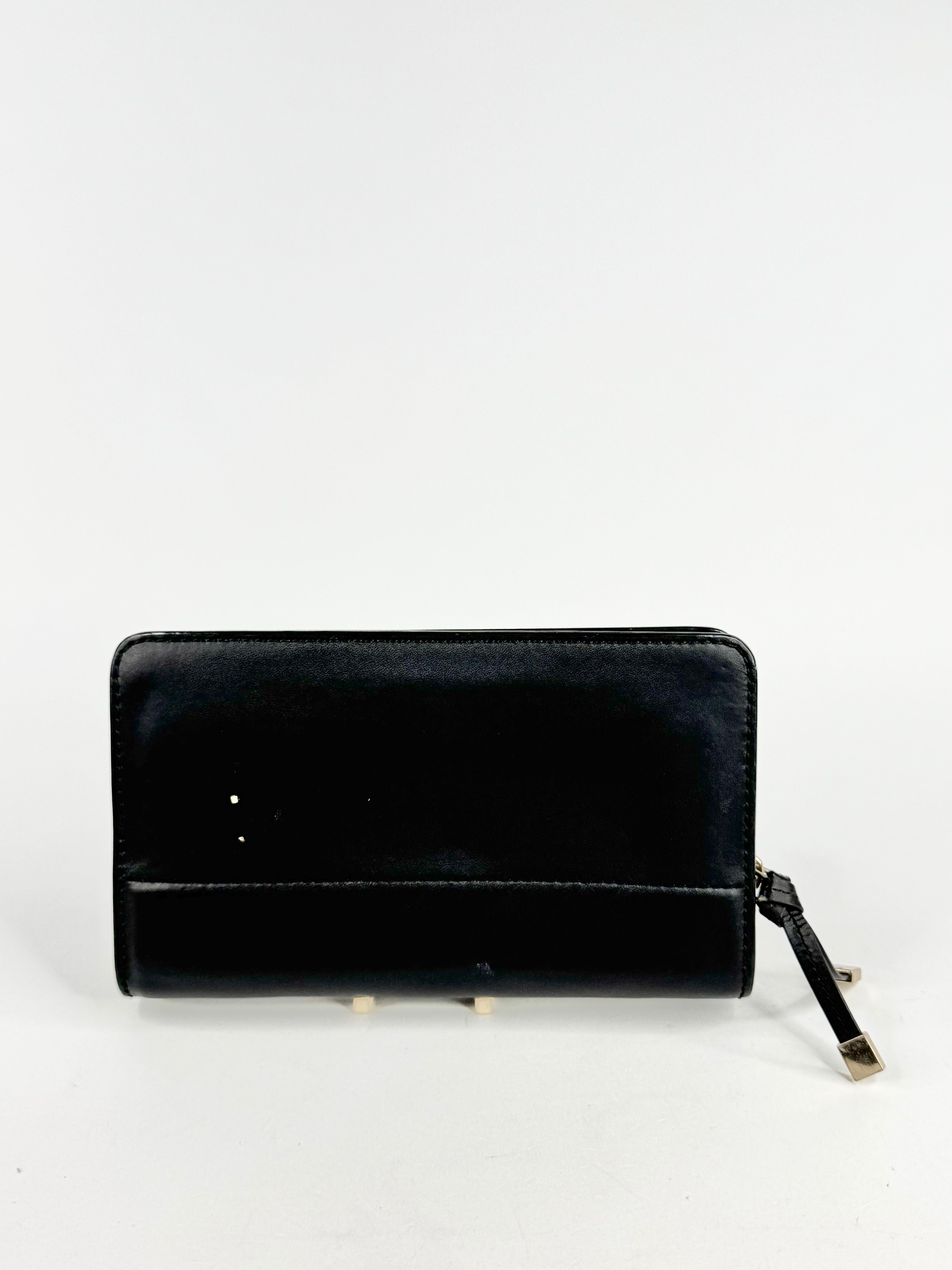 Oroton Smooth Black Zippered Purse