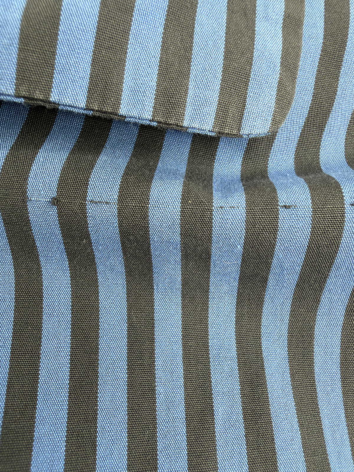Tekla Blue & Brown Striped Organic Cotton Shirt - M