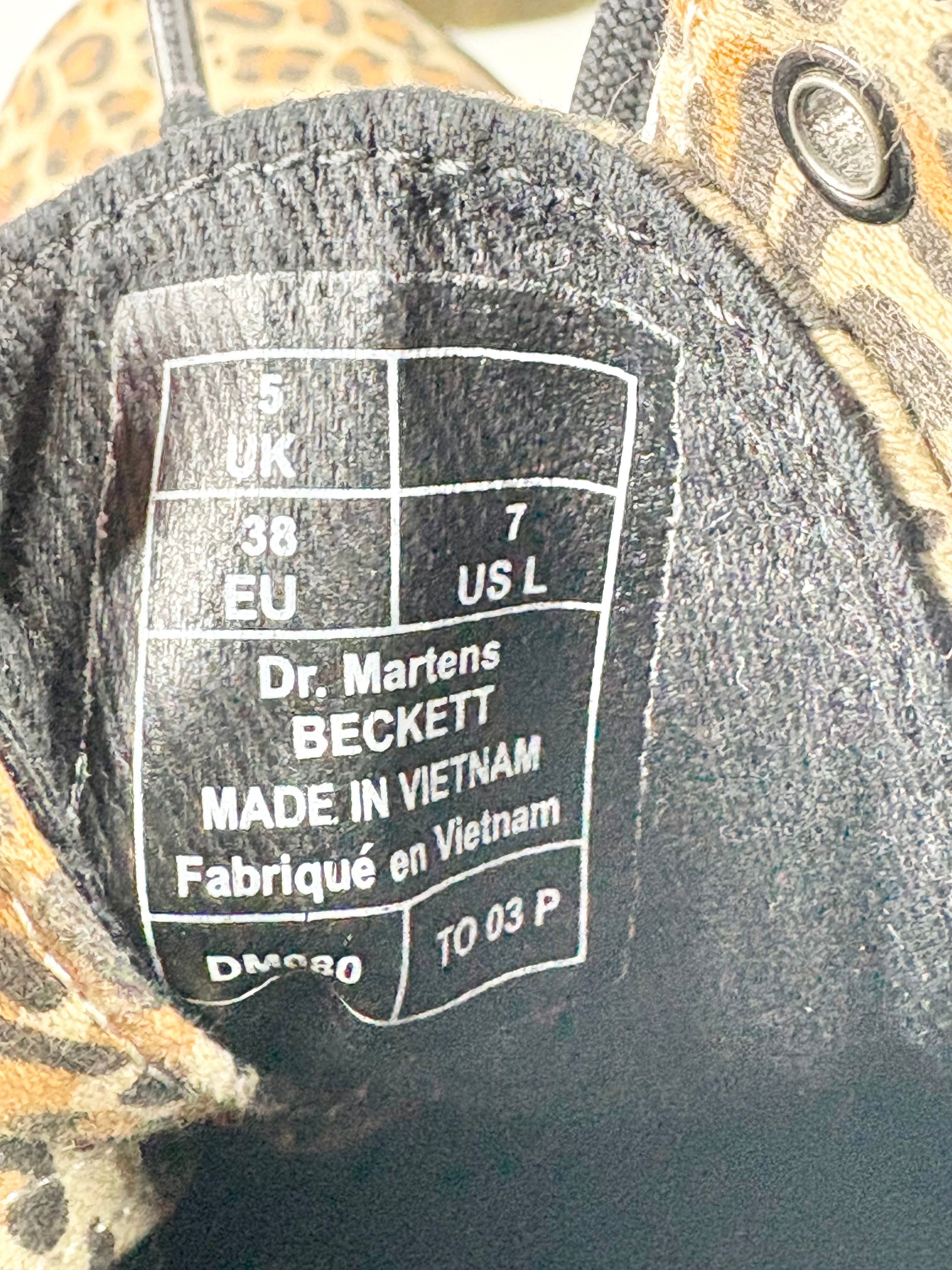 Dr. Martens Leopard Print Canvas 'Beckett' Boots - EU38