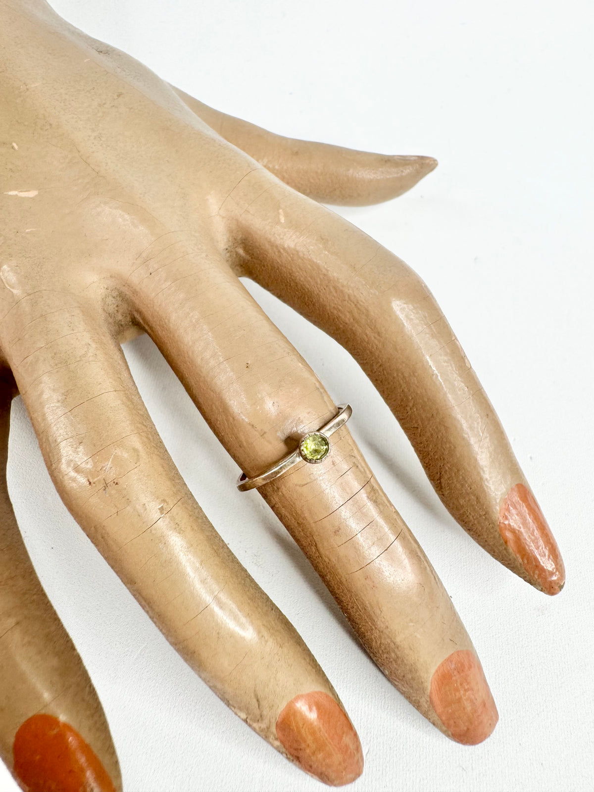 Silver & Peridot Green Ring
