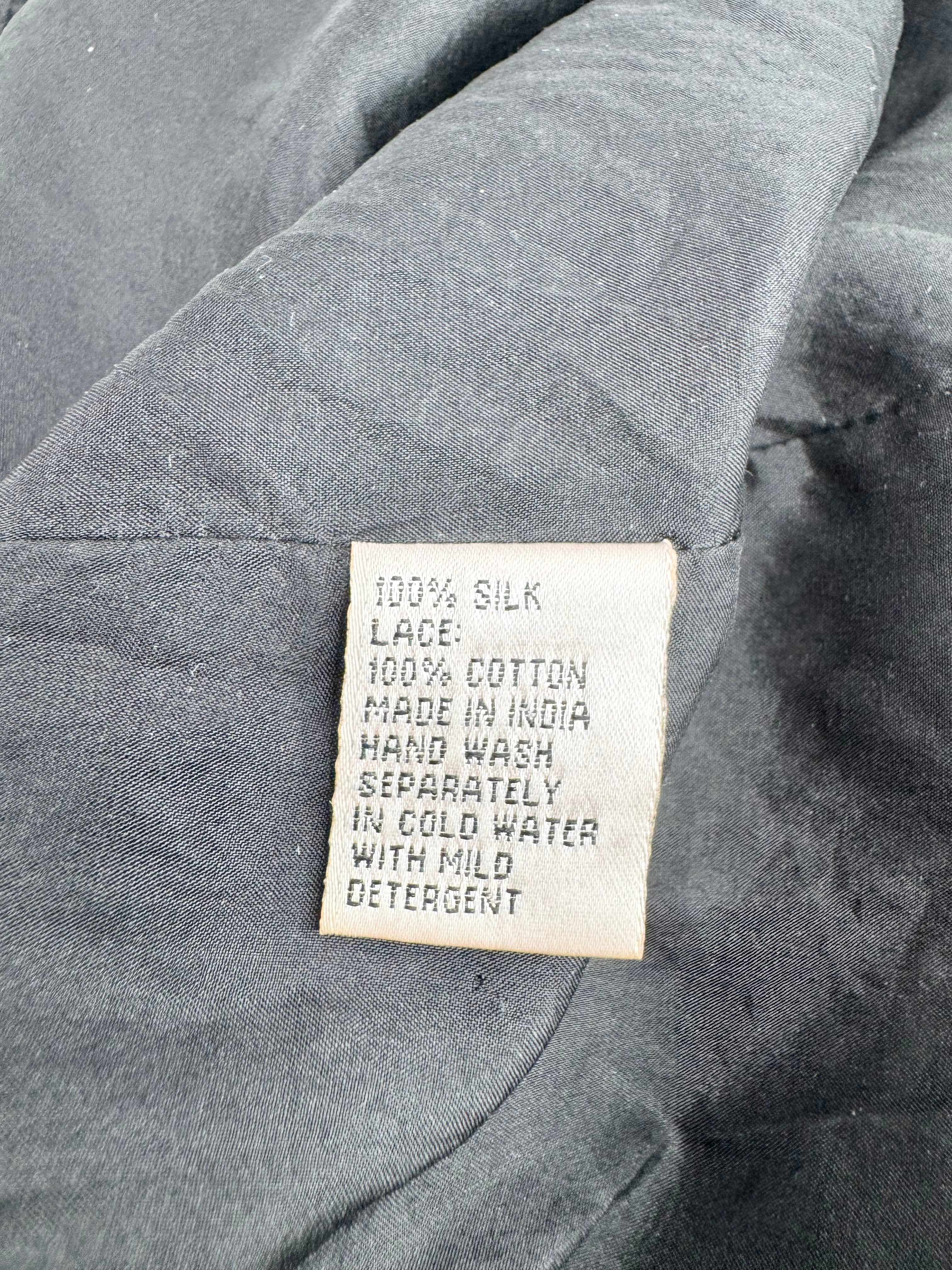 Fleur Wood Black Silk & Cotton Lace Panel Dress - AU10