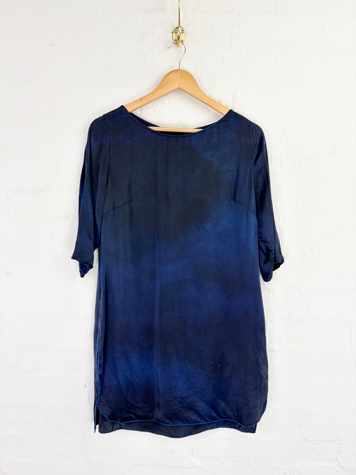 Vale & Ward Hand Dyed Navy 'Seline' Silk Tunic NWT - AU8/10