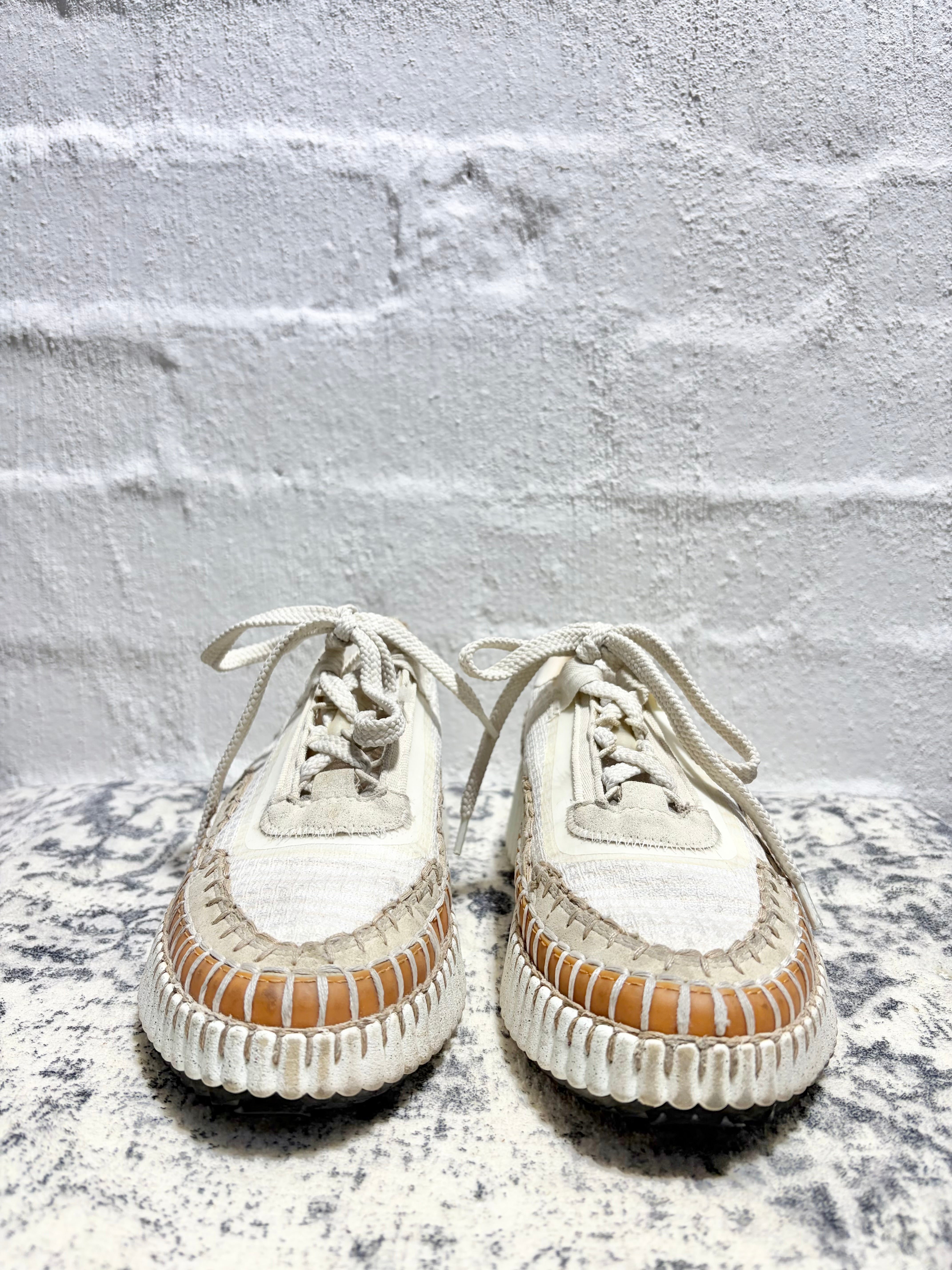 Chloé Tan and Cream 'Nama' Sneaker - EU36