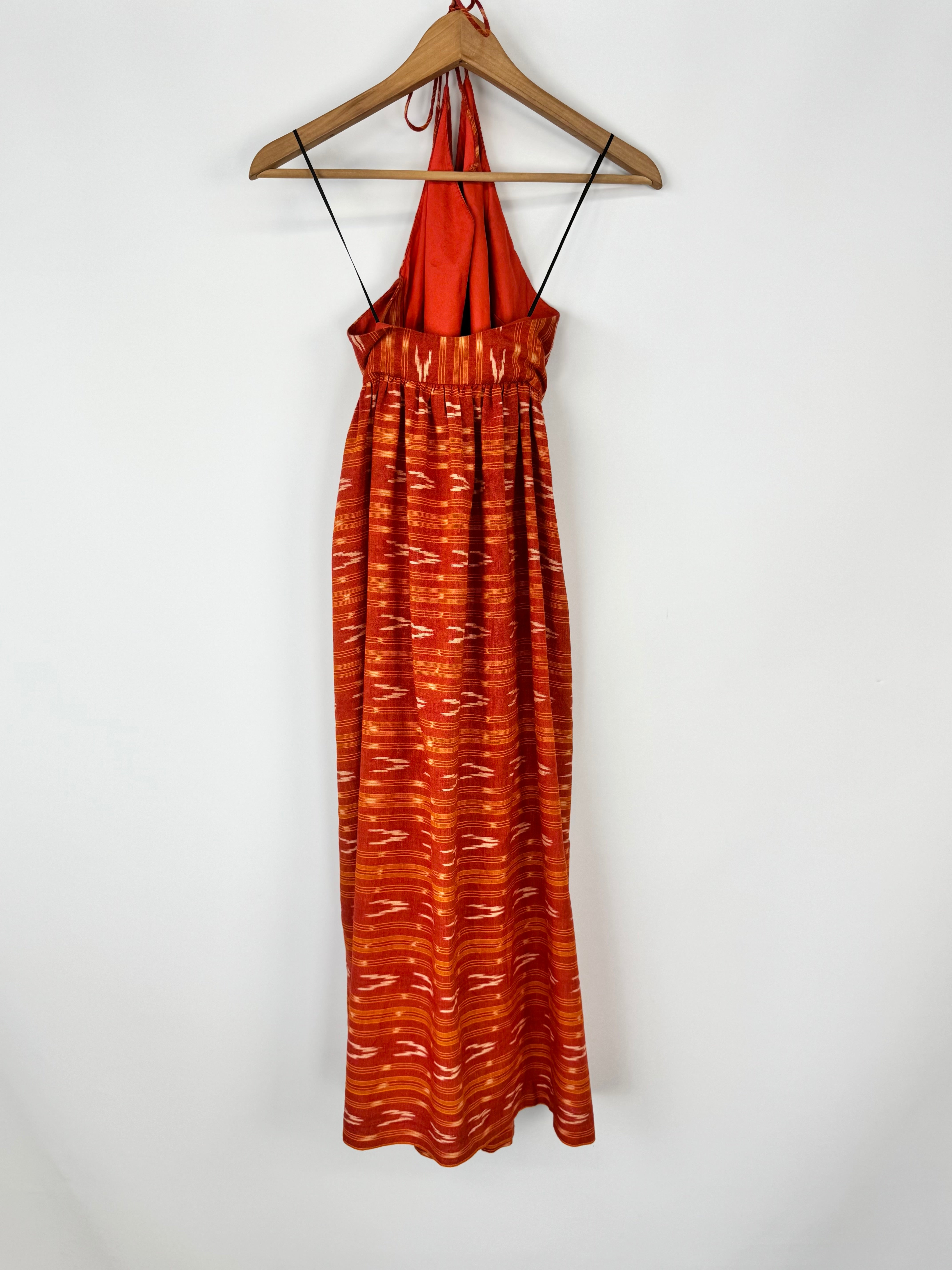 Uzma Bozai Orange Woven Patterned Halter Neck Dress NWT - AU10