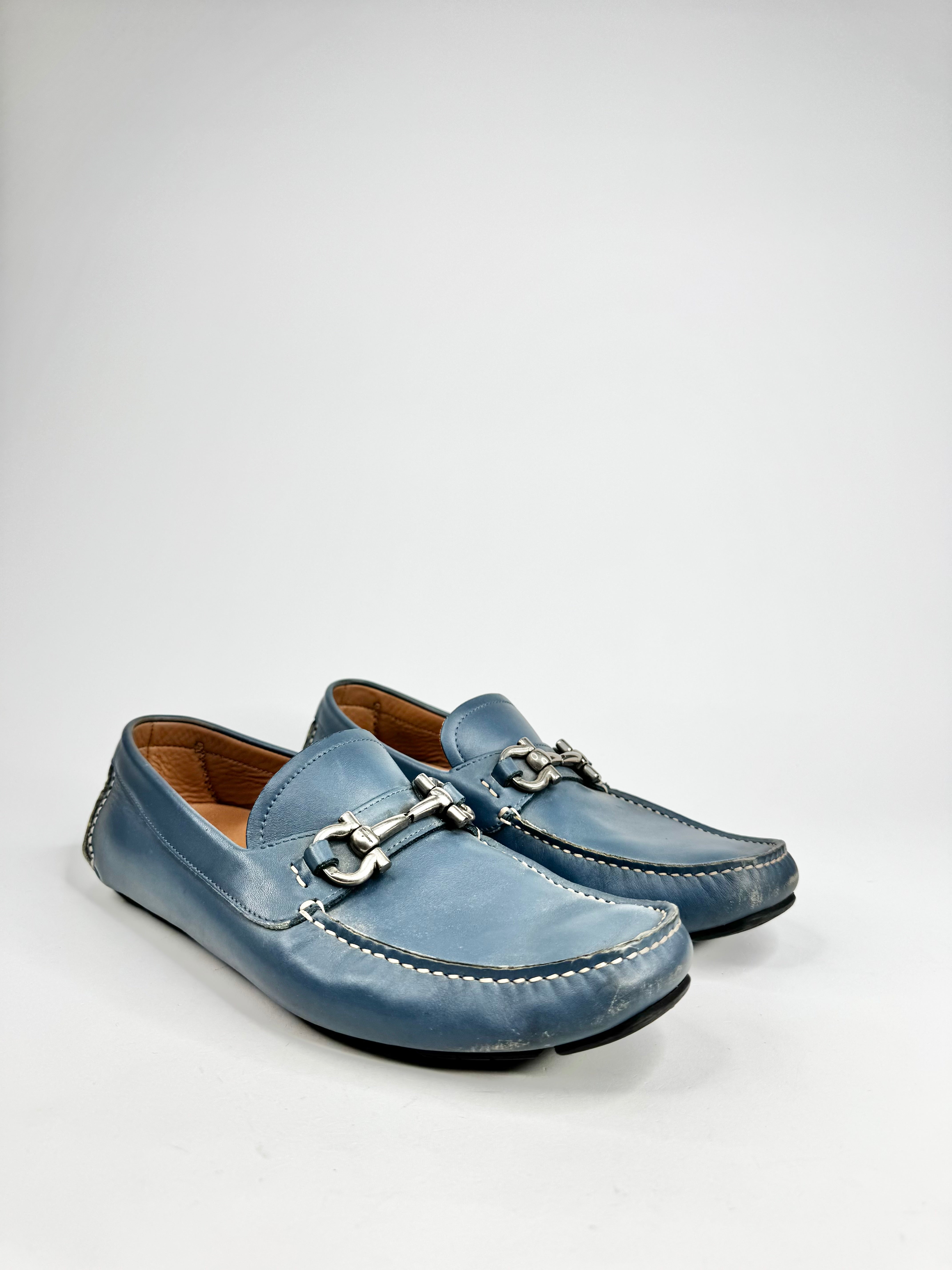 Salvatore Ferragamo Blue Horsebit Loafers - EU 8.5
