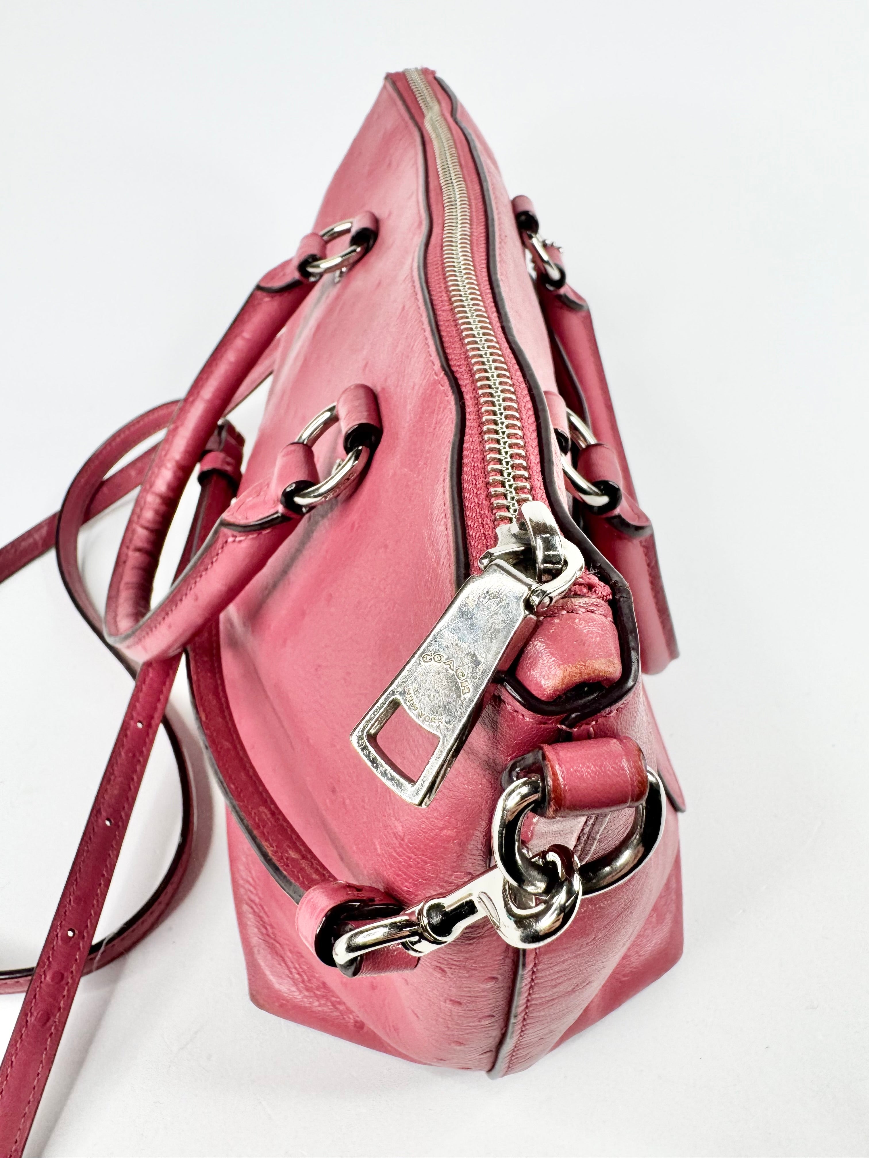 Coach 'Emma' Thulian Pink Faux Ostrich Satchel Bag