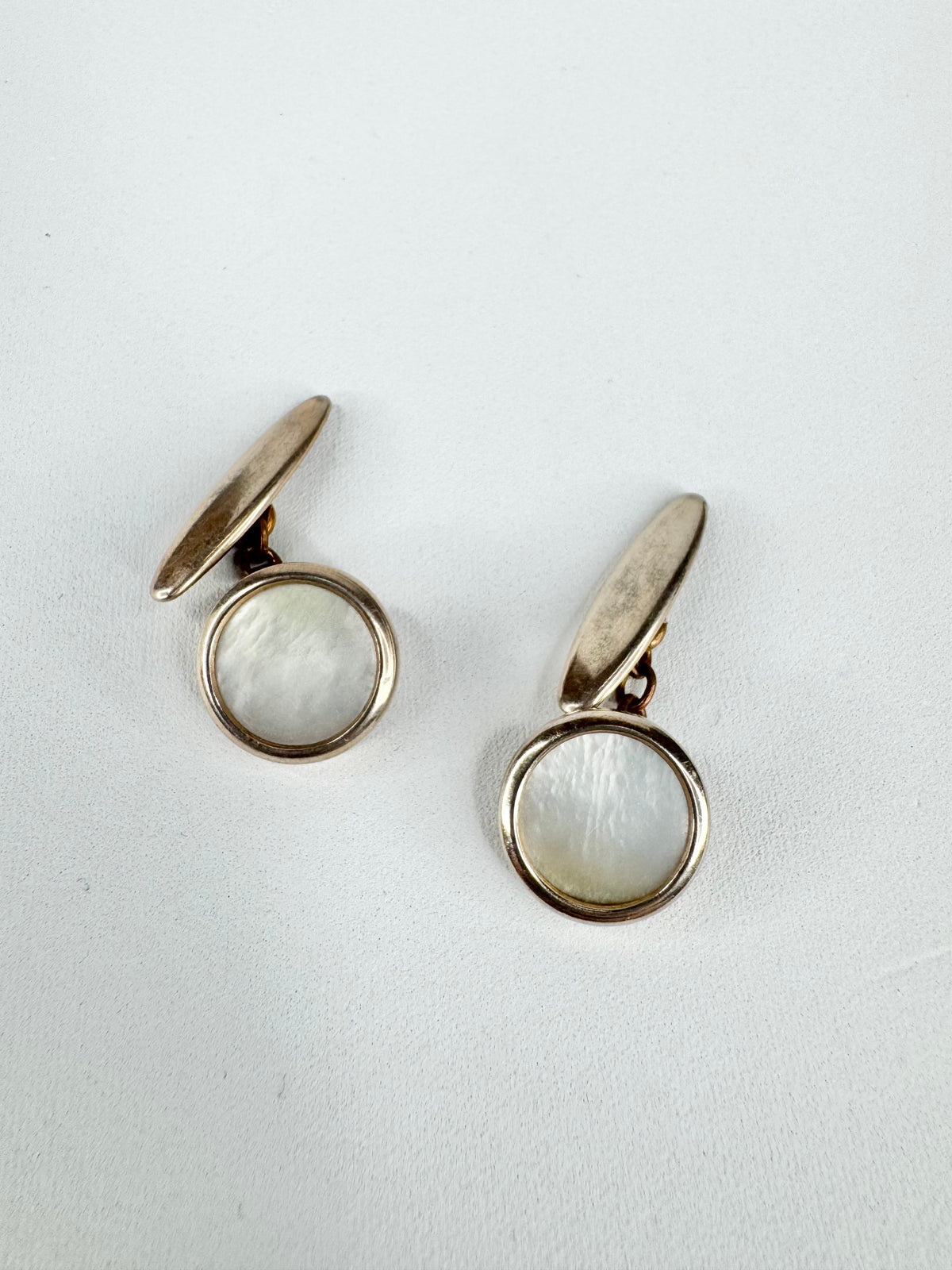 Vintage English Rolled Gold & Shell Cufflinks