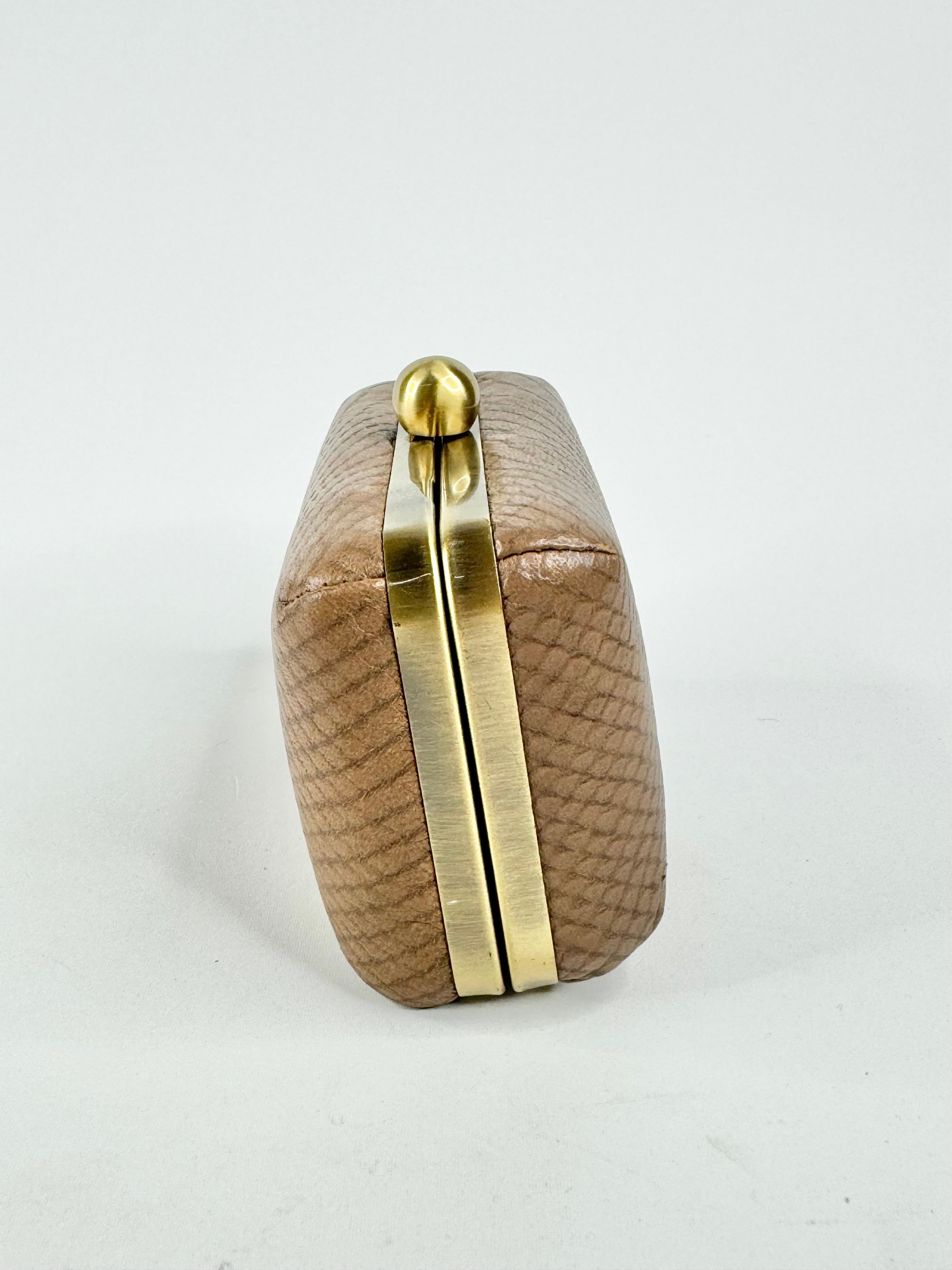 Jigsaw Taupe Leather Clutch