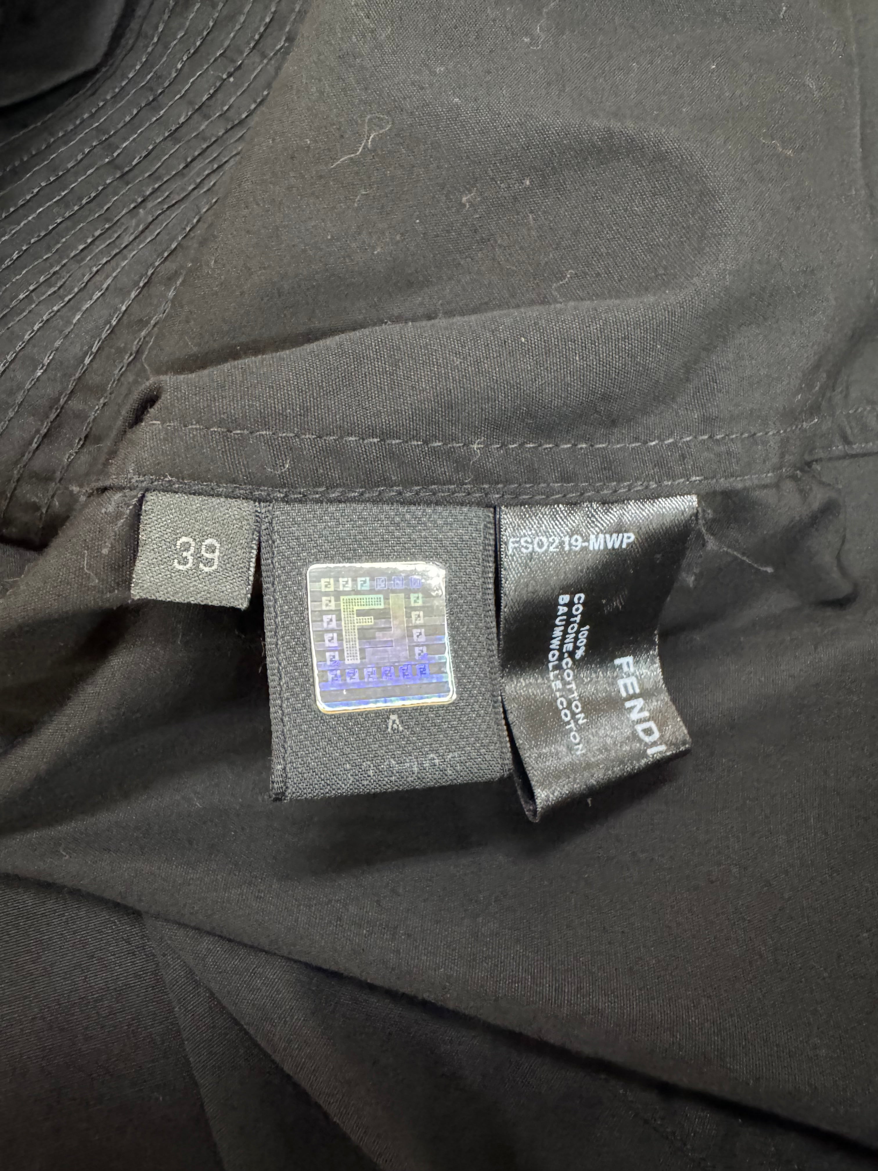 Fendi Black Velvet Laddered Cotton Shirt - AU8/10