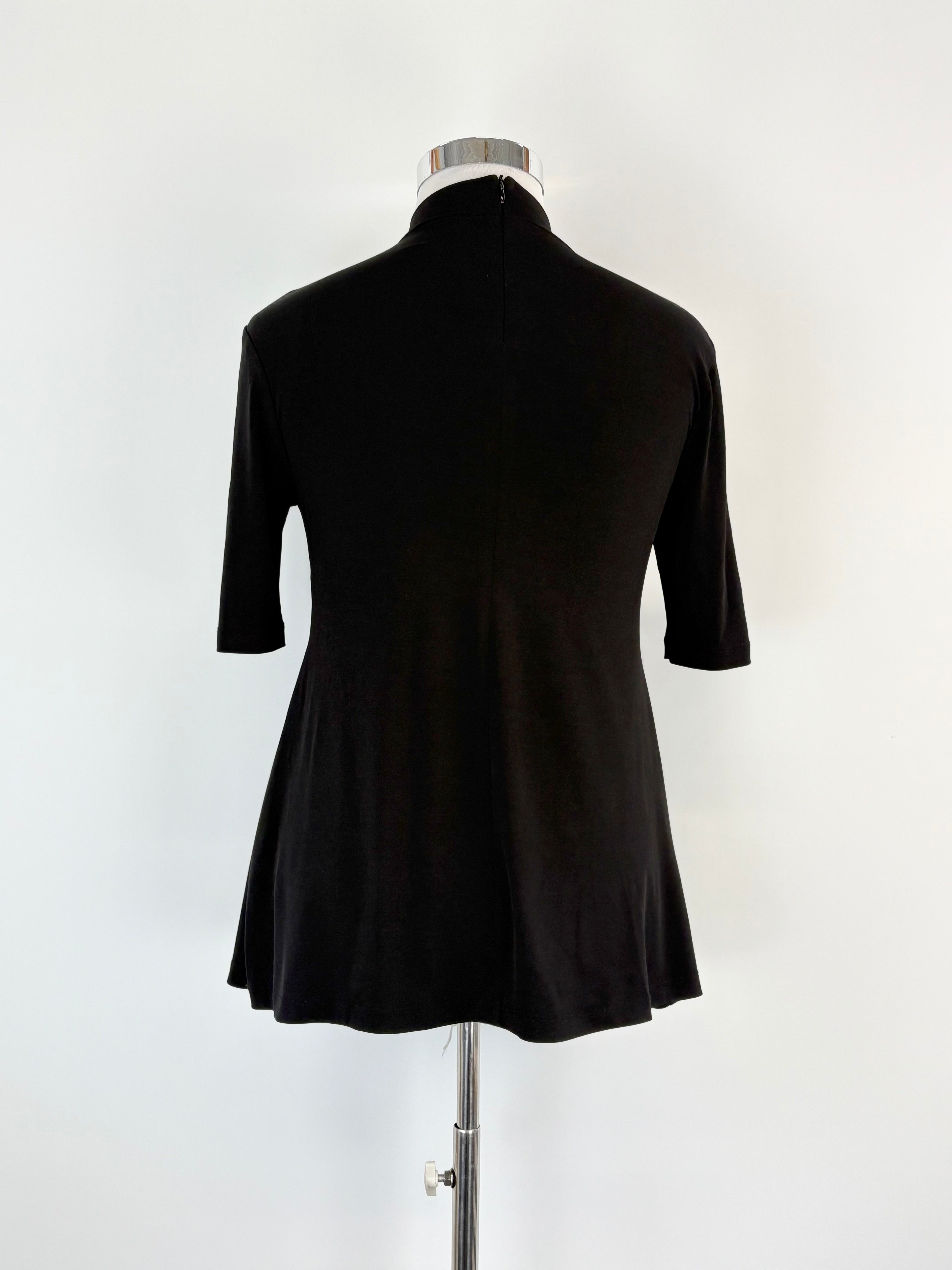 Lisa Barron Black Mock-Neck Short Sleeve Top - AU12