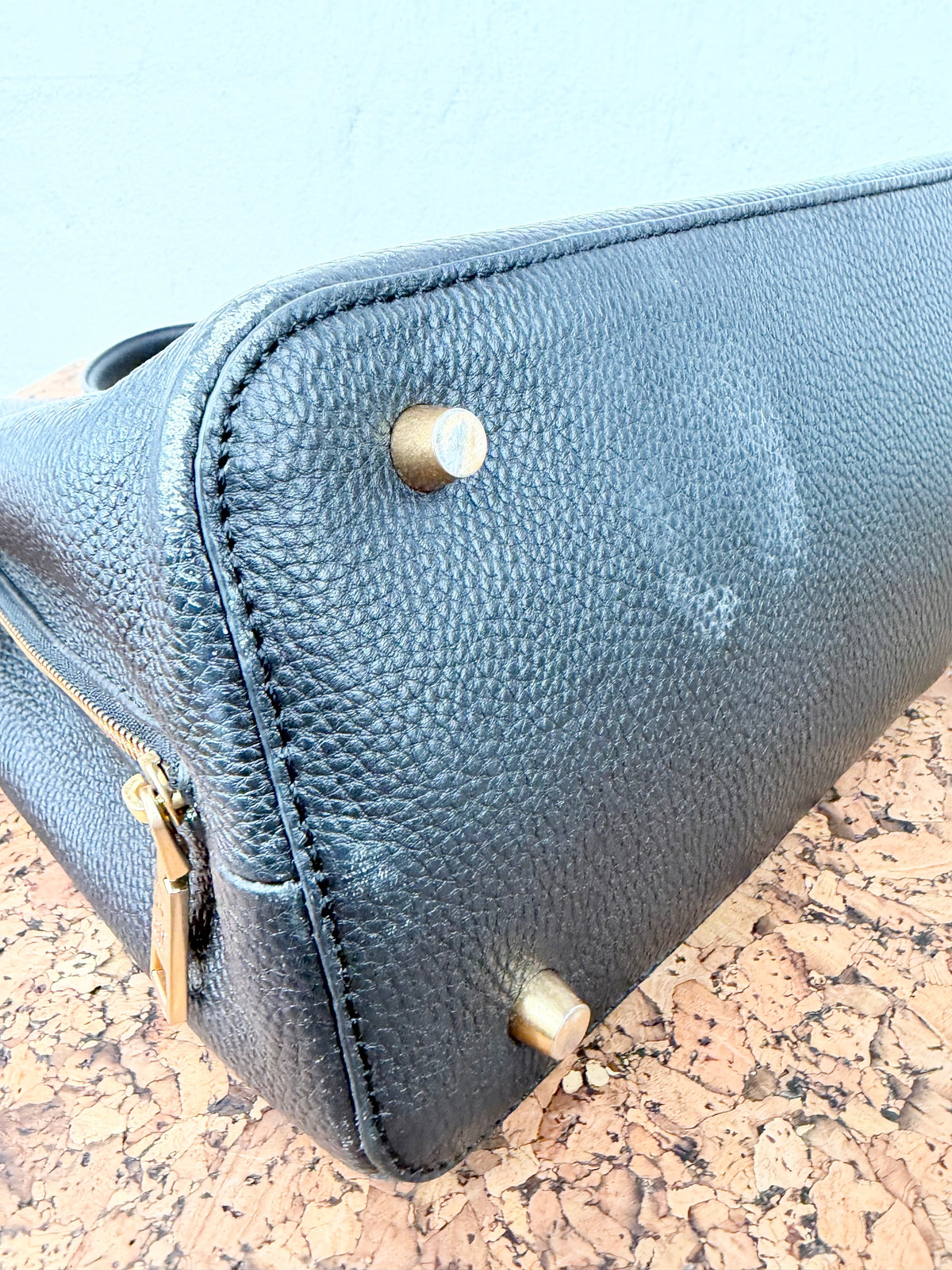 Alf the Label Black Grained Leather Top Handle Bag