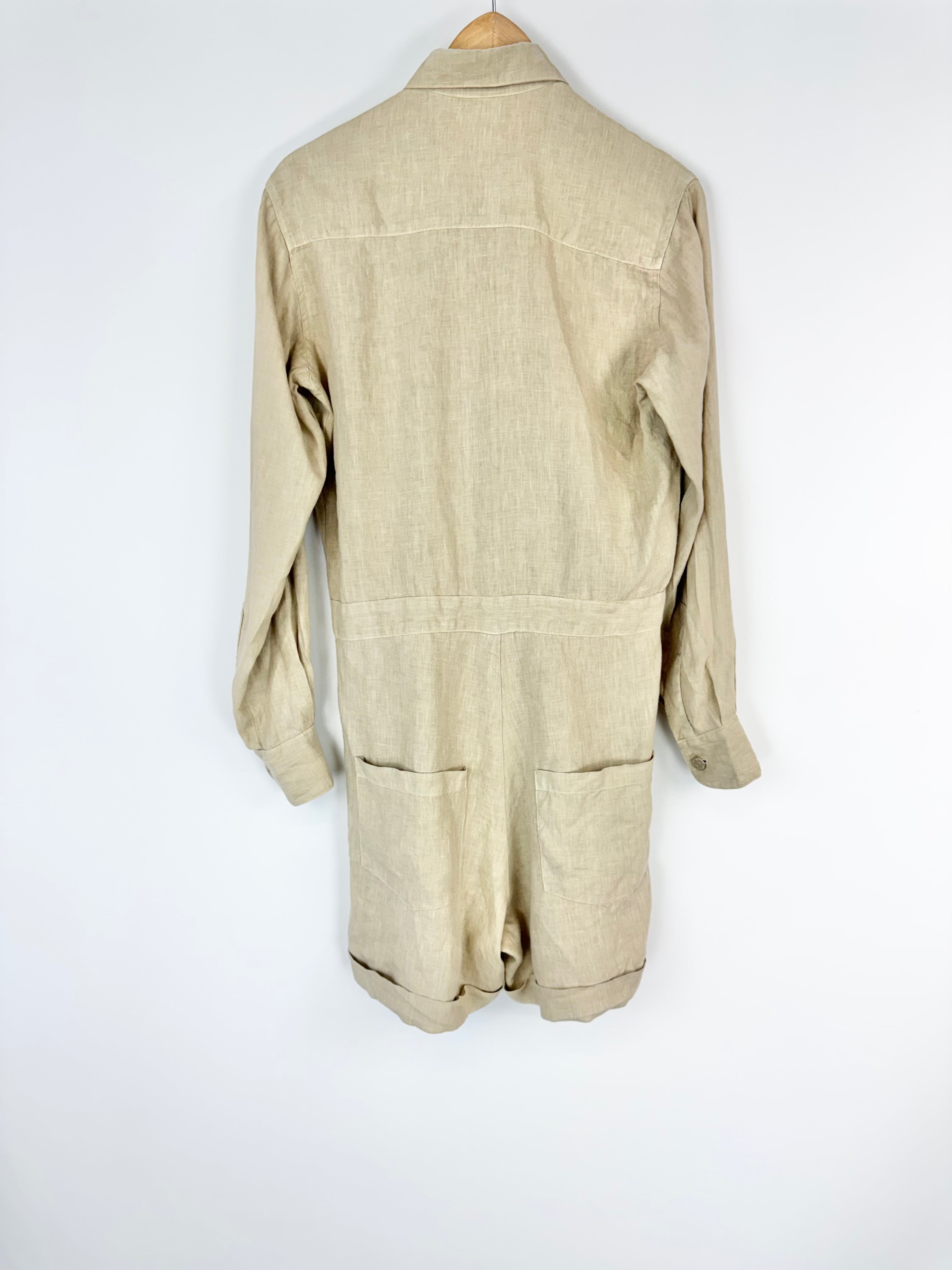 Arnsdorf Vanilla Linen Long Sleeve Playsuit - AU6/8