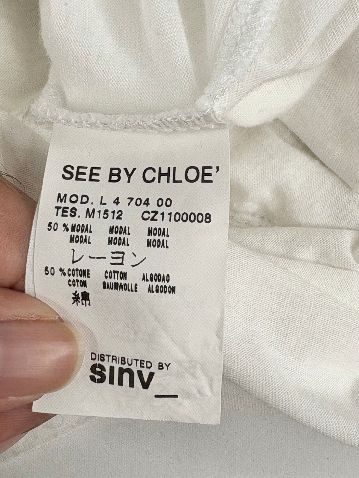 See By Chloé White Scoop-Neck Bead Detail Top - AU6/8