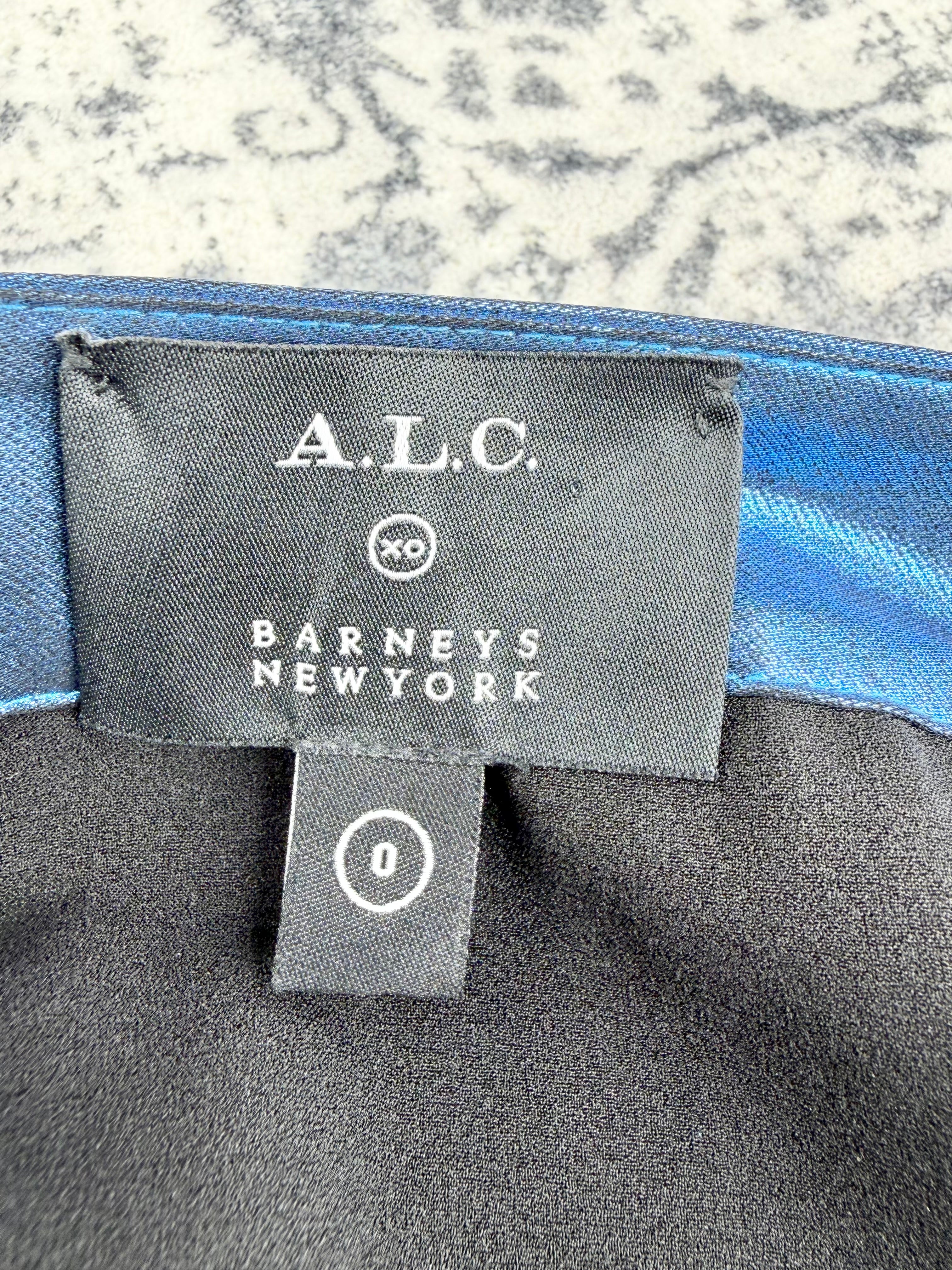 A.L.C x Barneys Blue Metallic 'Harley' Tiered Pleated Midi Skirt - AU8/10