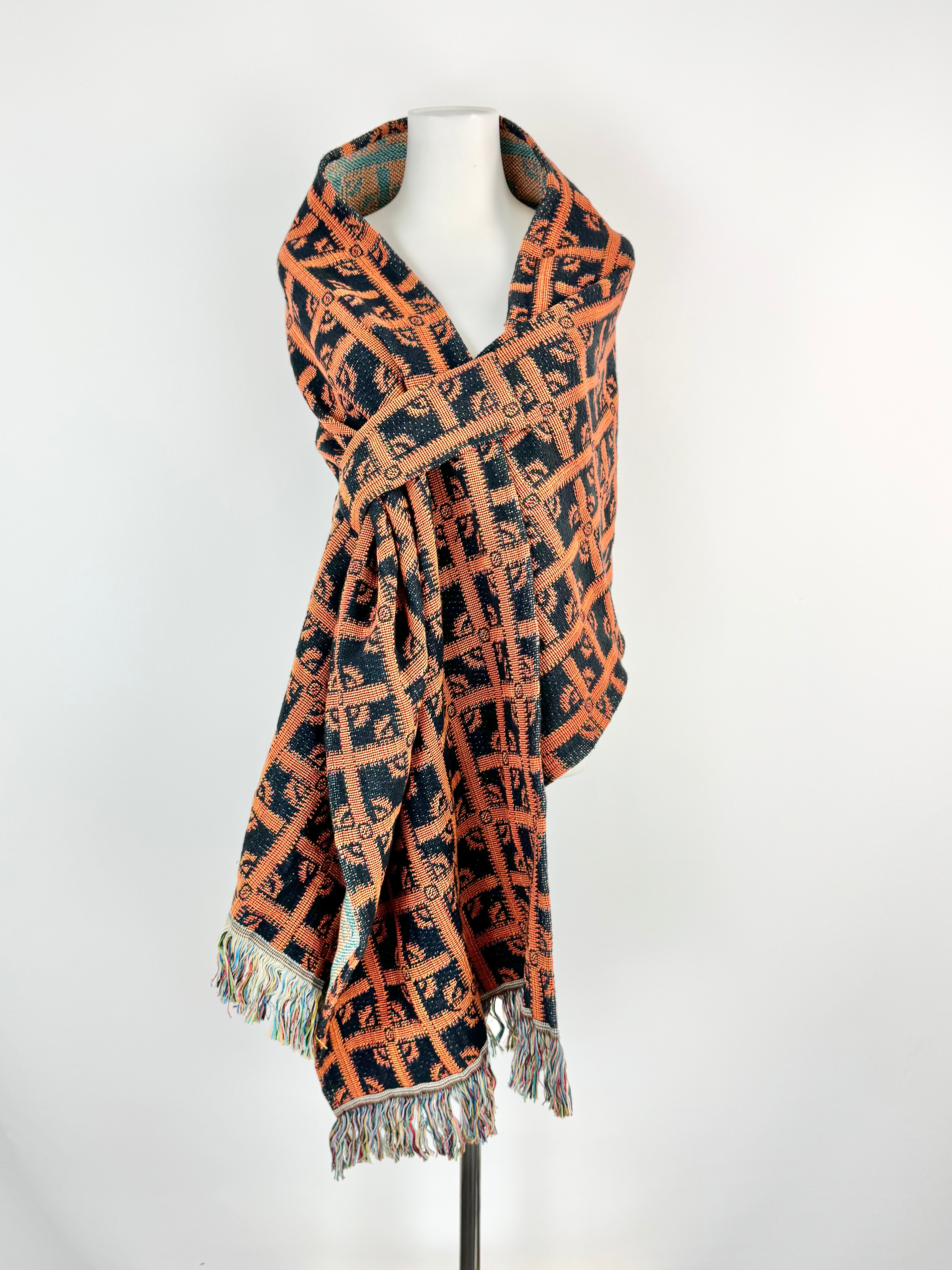 Alpha 60 Orange & Black Woven Shawl