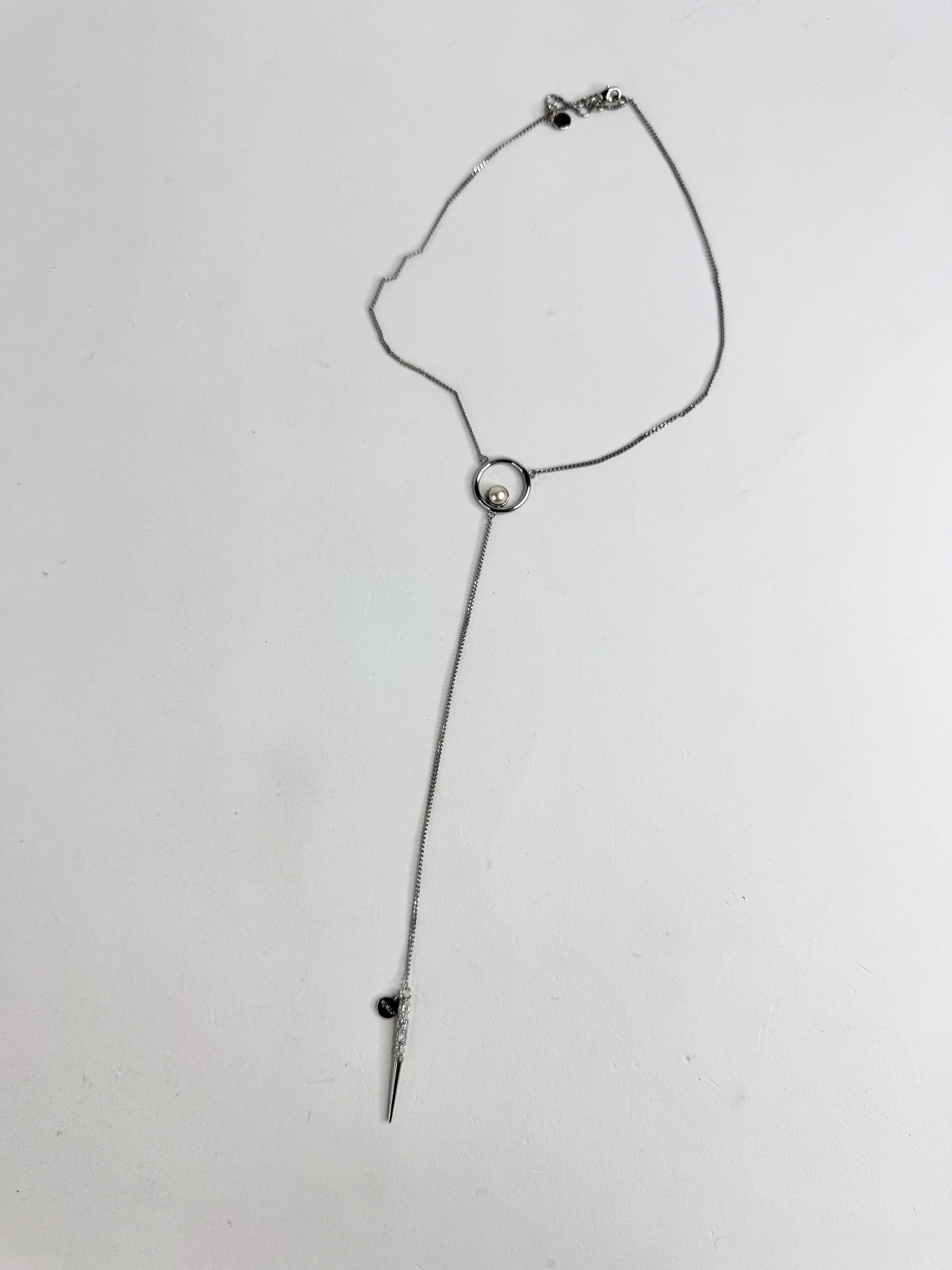 Mimco Silver Toned Long Drop Necklace