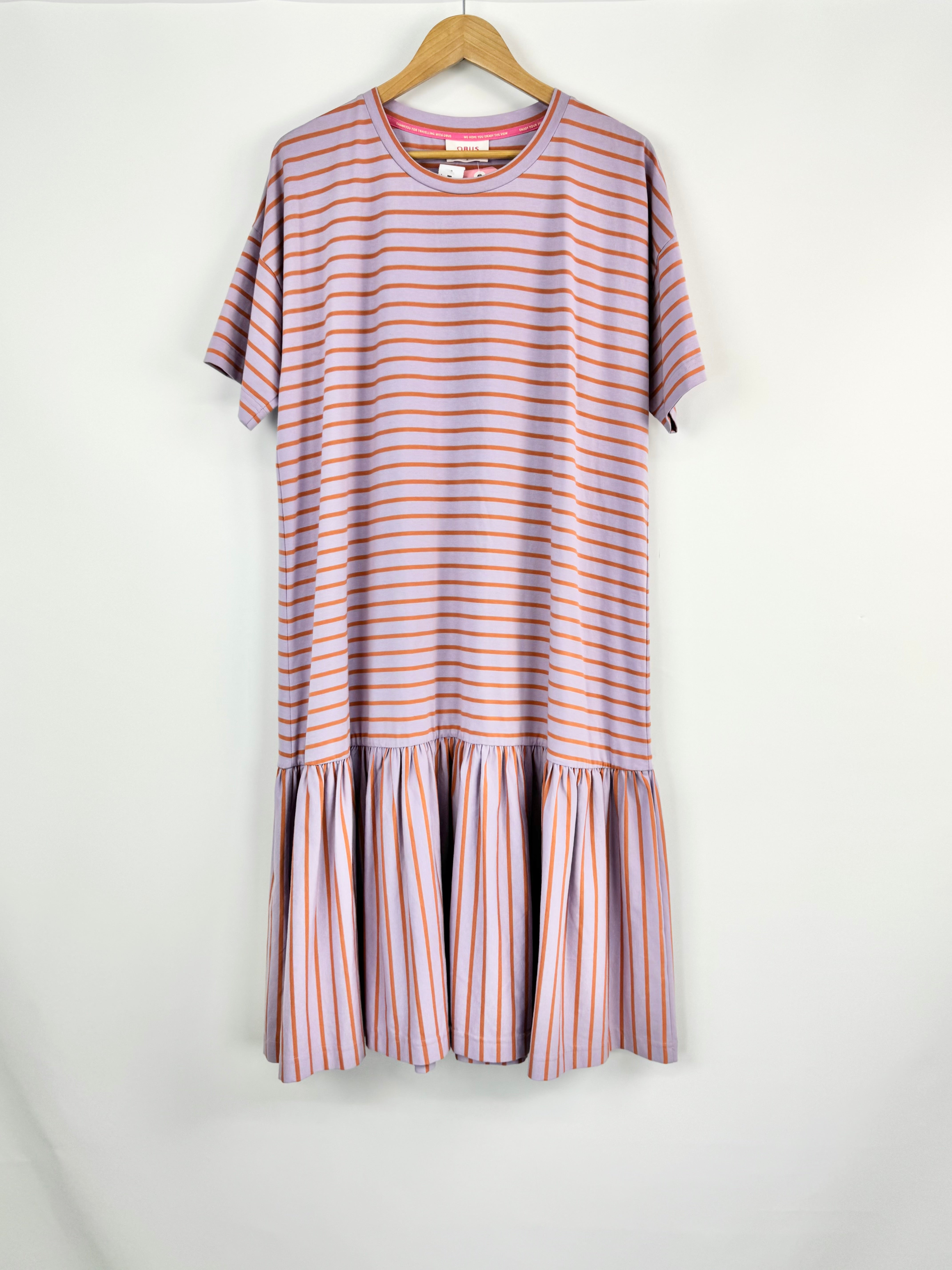 Obus Mauve & Orange Striped T-Shirt Dress - AU10/12