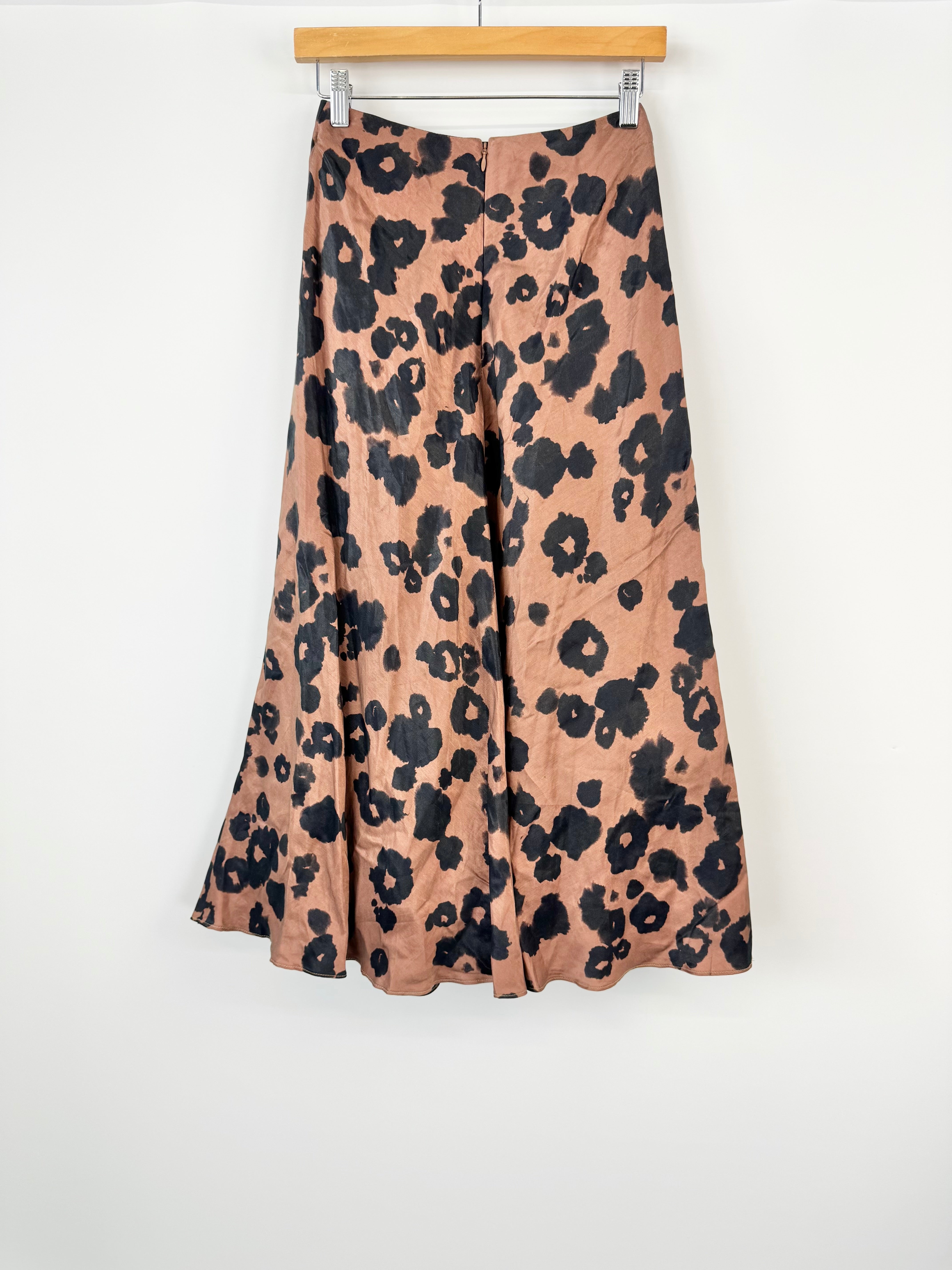 Aje Copper & Black Printed Midi Skirt - AU6