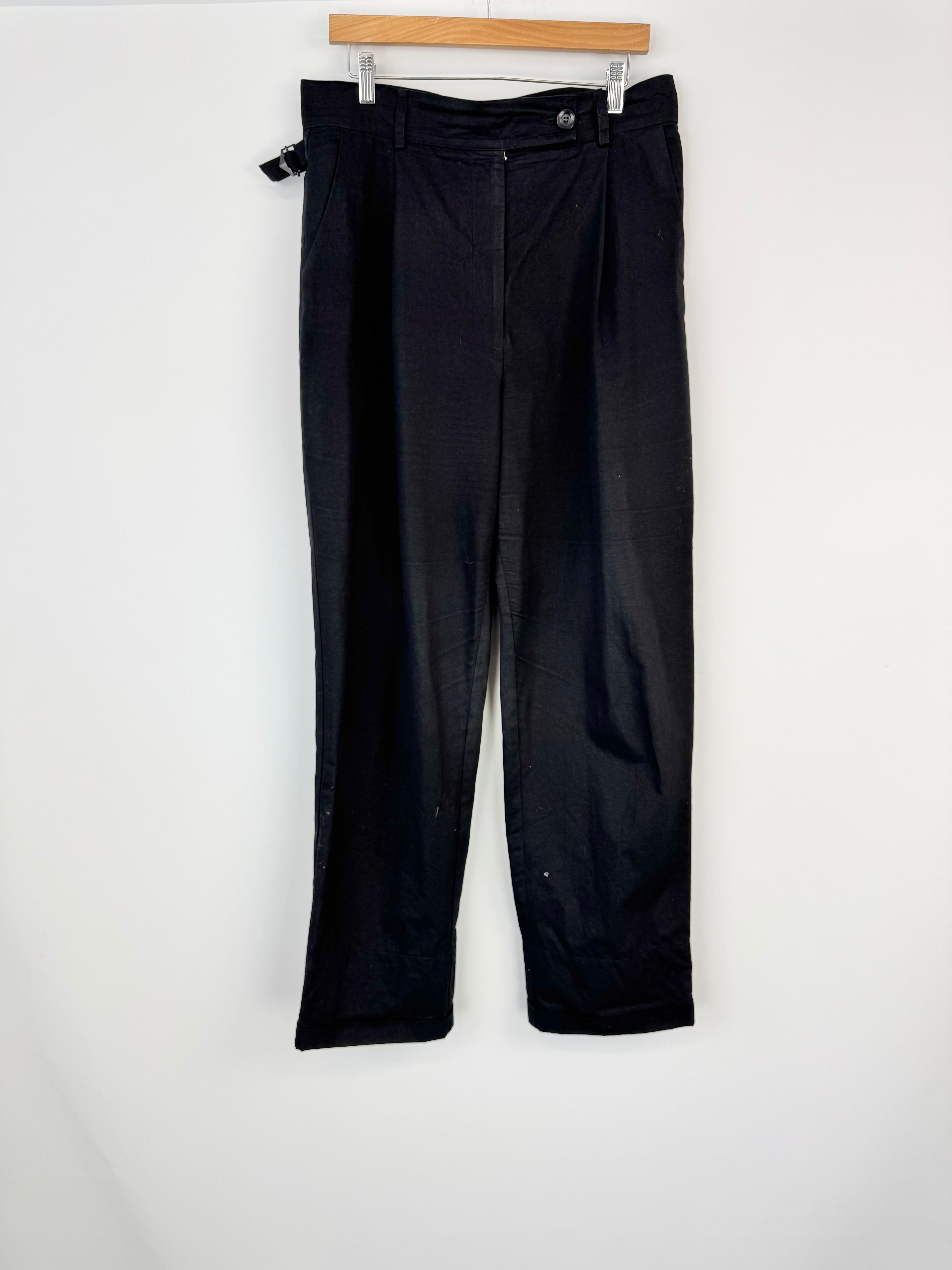 Caves Collect Black Cotton & Linen Slacks - AU14