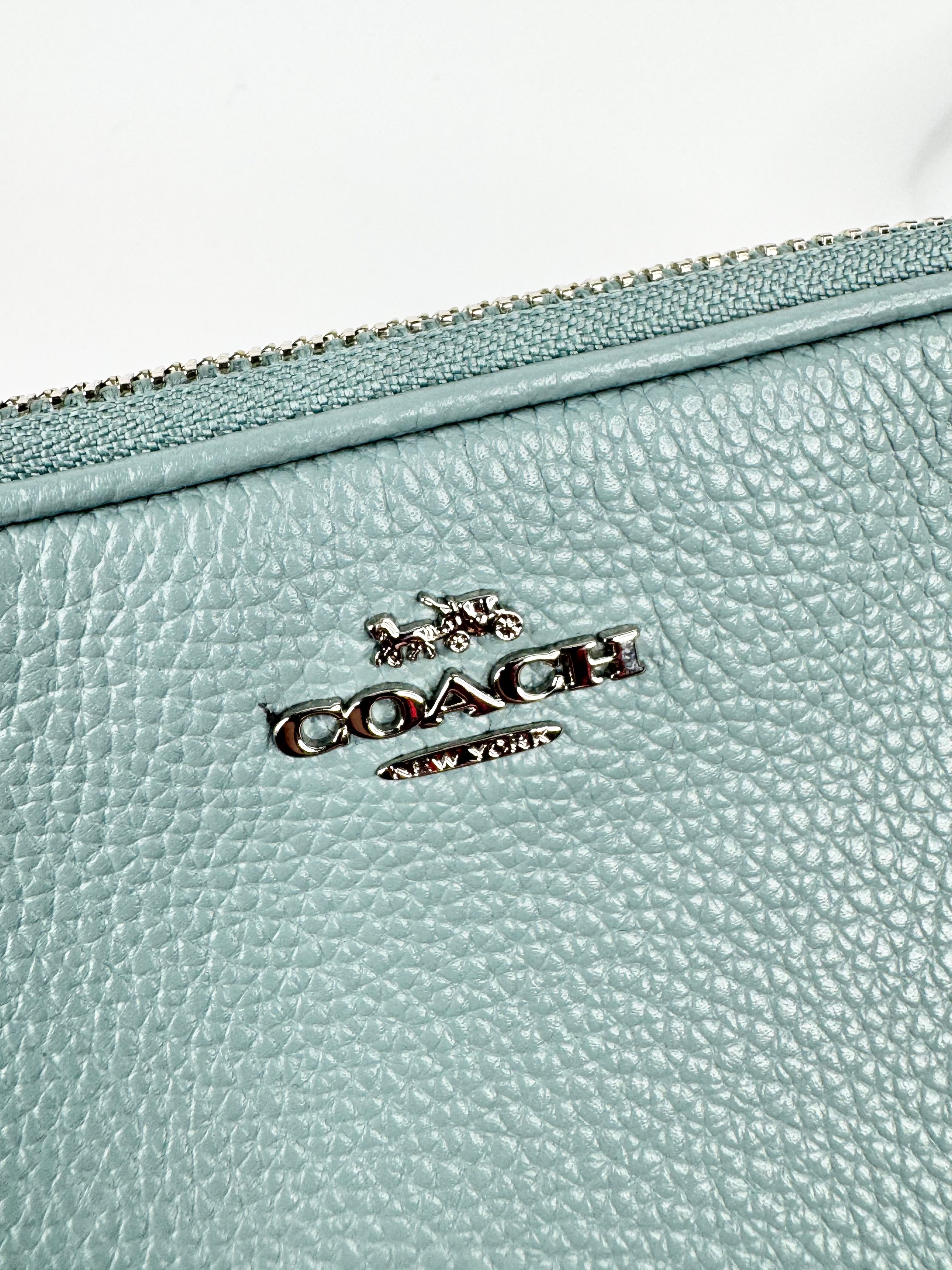 Coach 'Sadie' Blue Pebbled Leather Crossbody Clutch