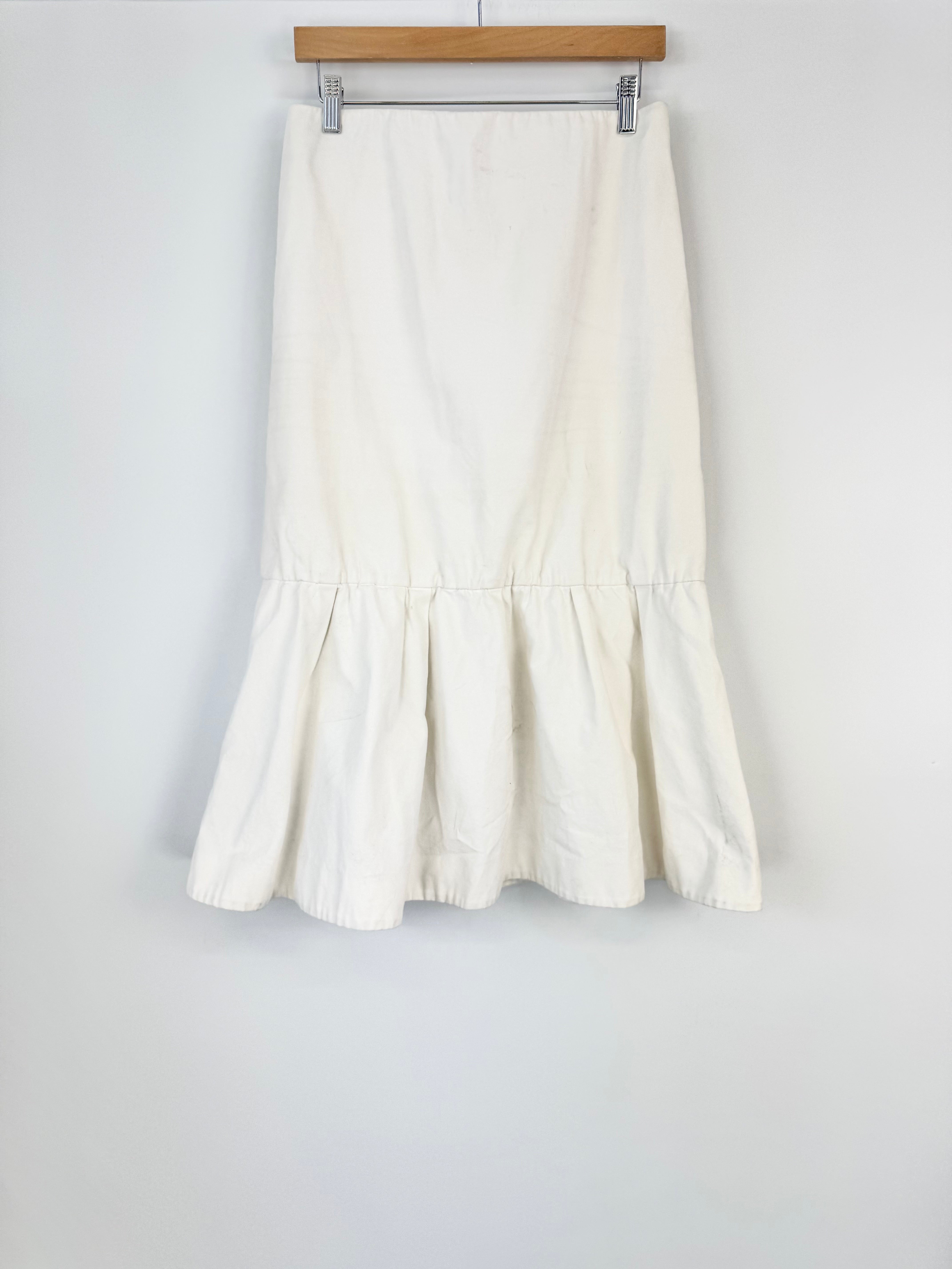 Cos White Cotton Ruffle Hem Skirt - AU8/10