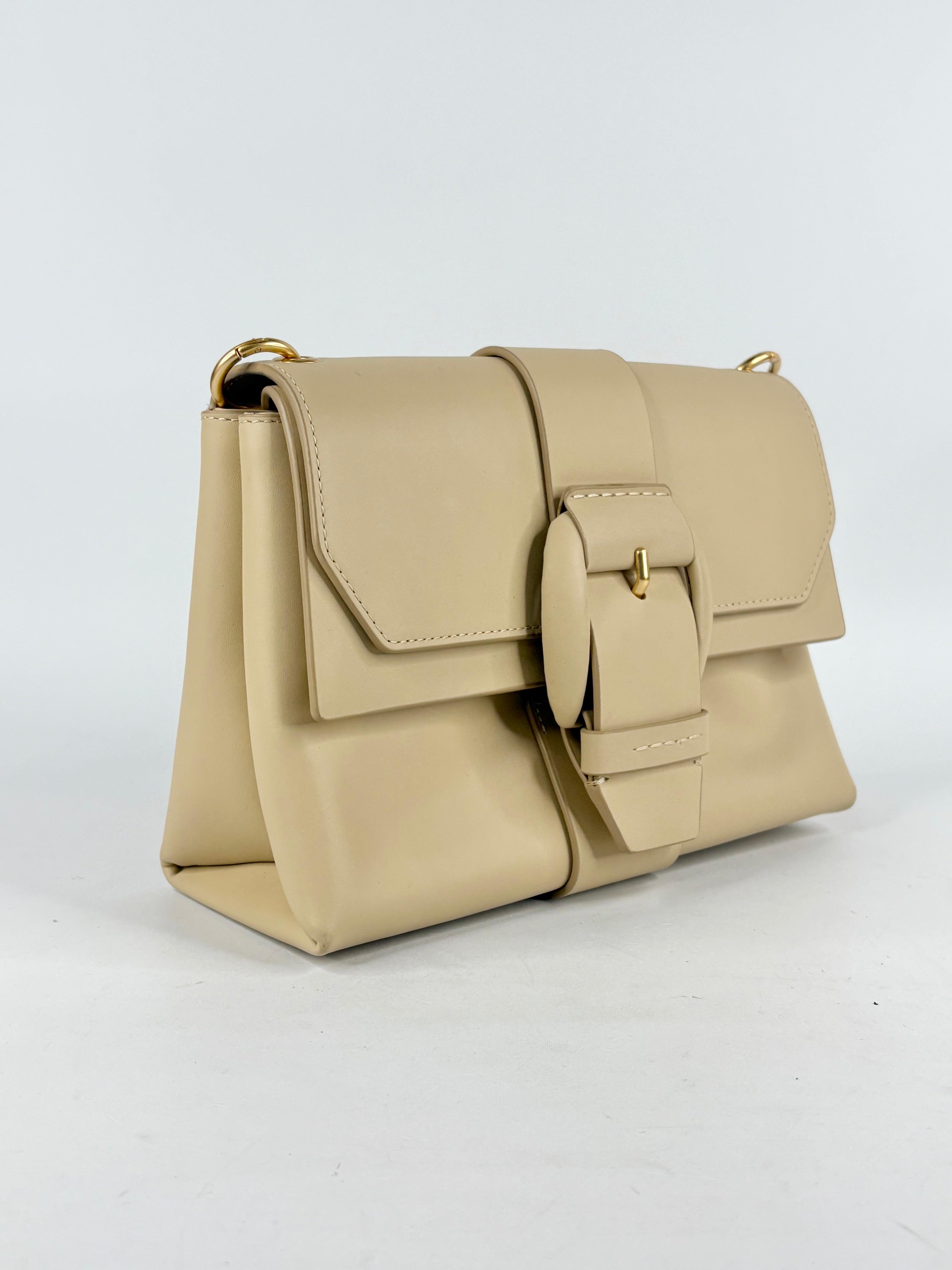 Oroton Beige Smooth Leather 'Frida' Small Satchel Bag