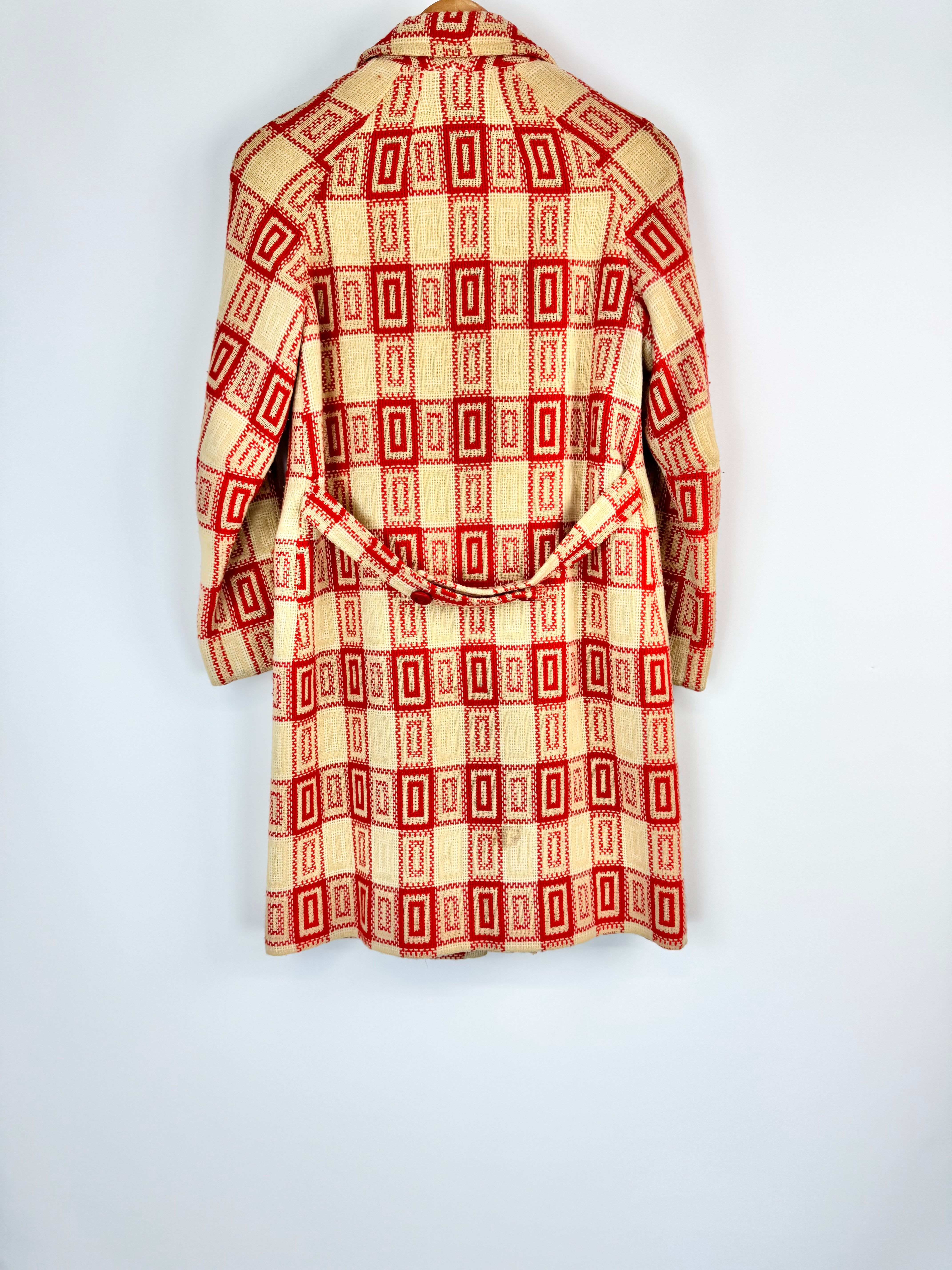 Los Angeles Tailor Red and Beige Woollen Coat - AU10