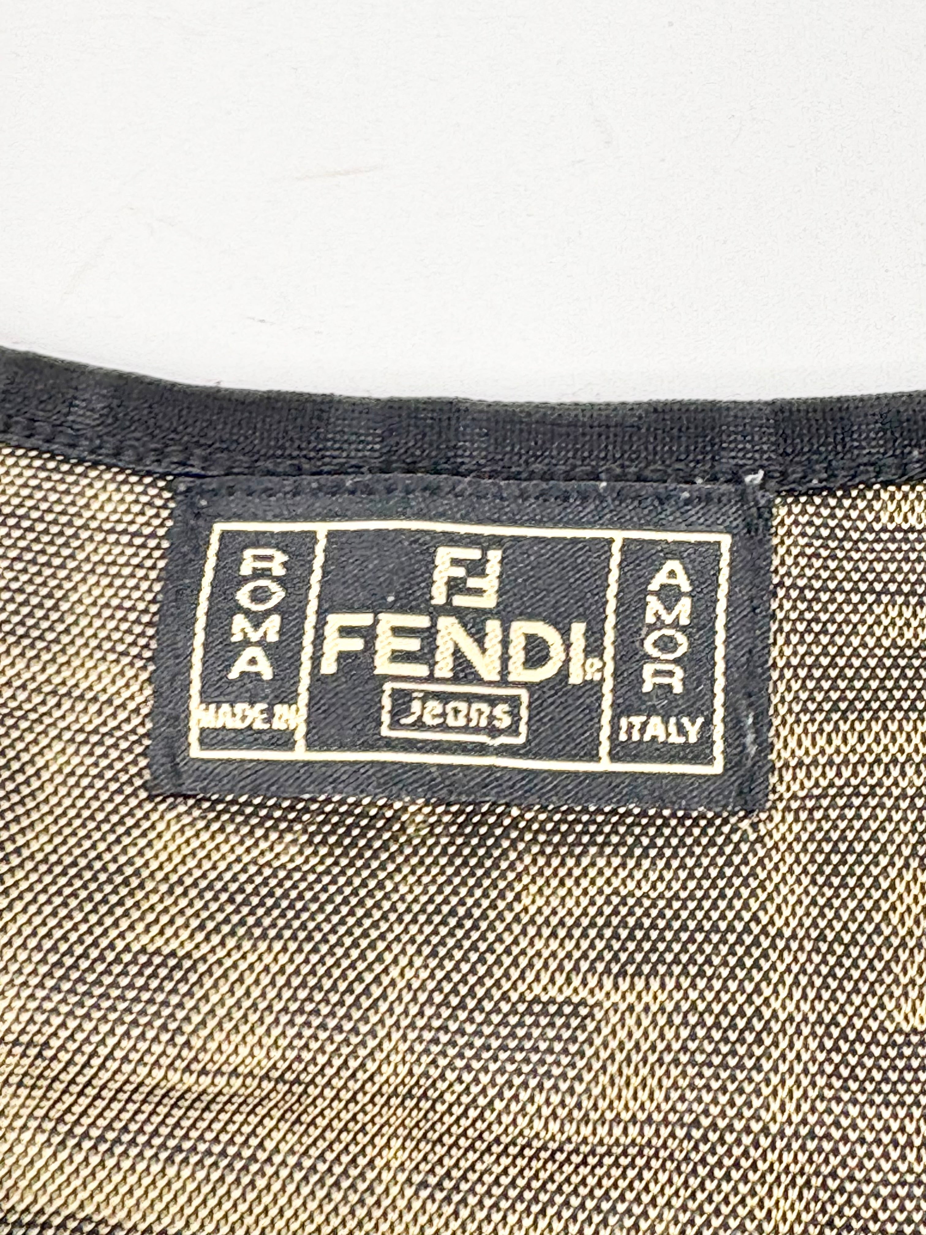 Fendi Vintage Black & Gold Monogrammed Mesh Top - AU8