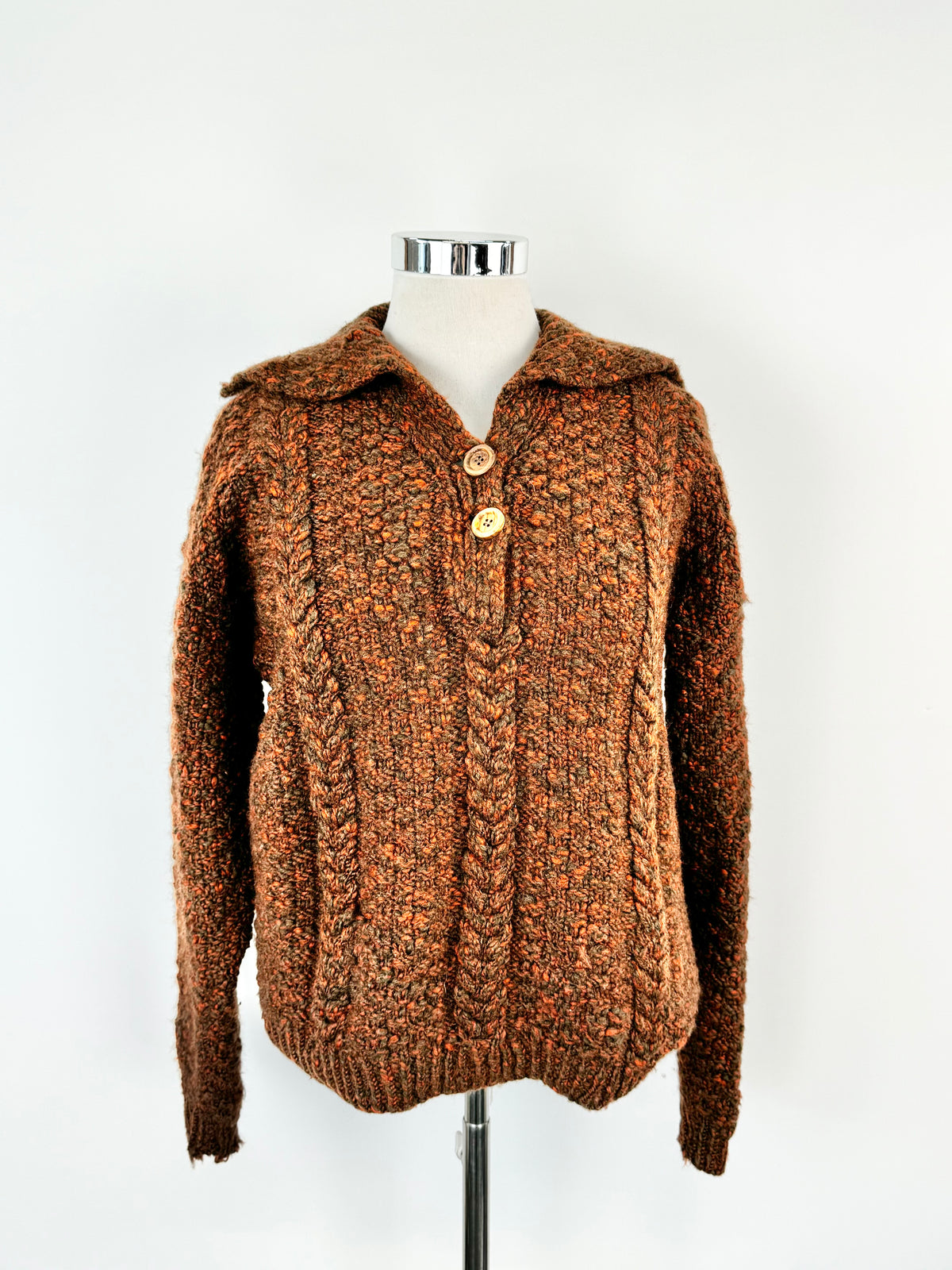 Vintage Autumn Orange Knitted Jumper - AU14