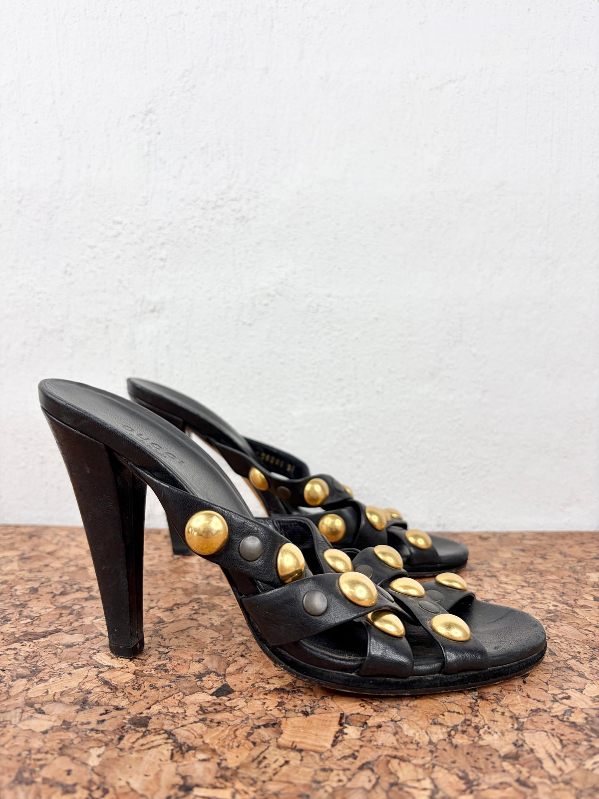Gucci Black Studded Leather ‘Babushka’ Mules - EU38
