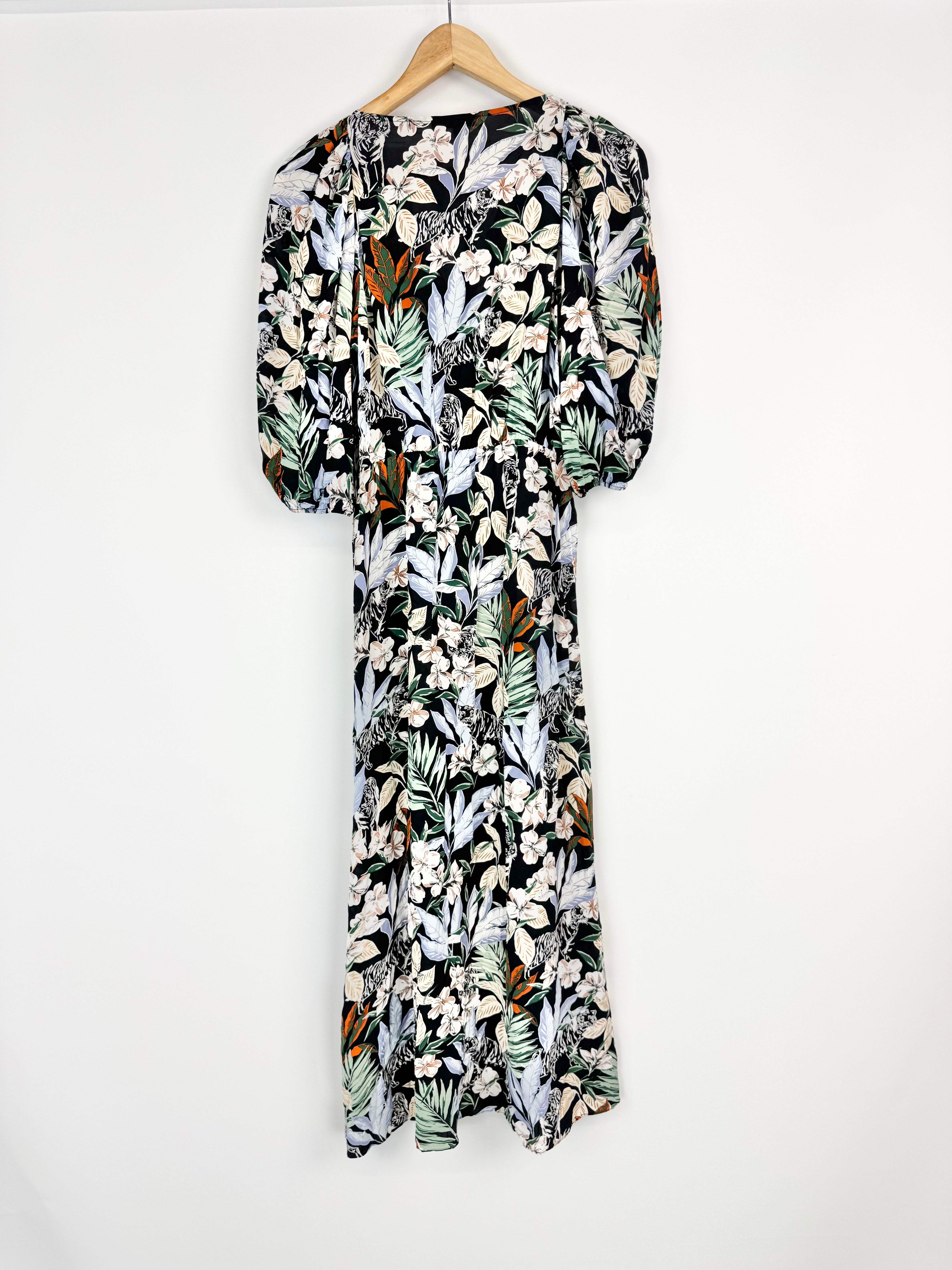 Maje Black Floral & Tiger Patterned Maxi Dress - AU8