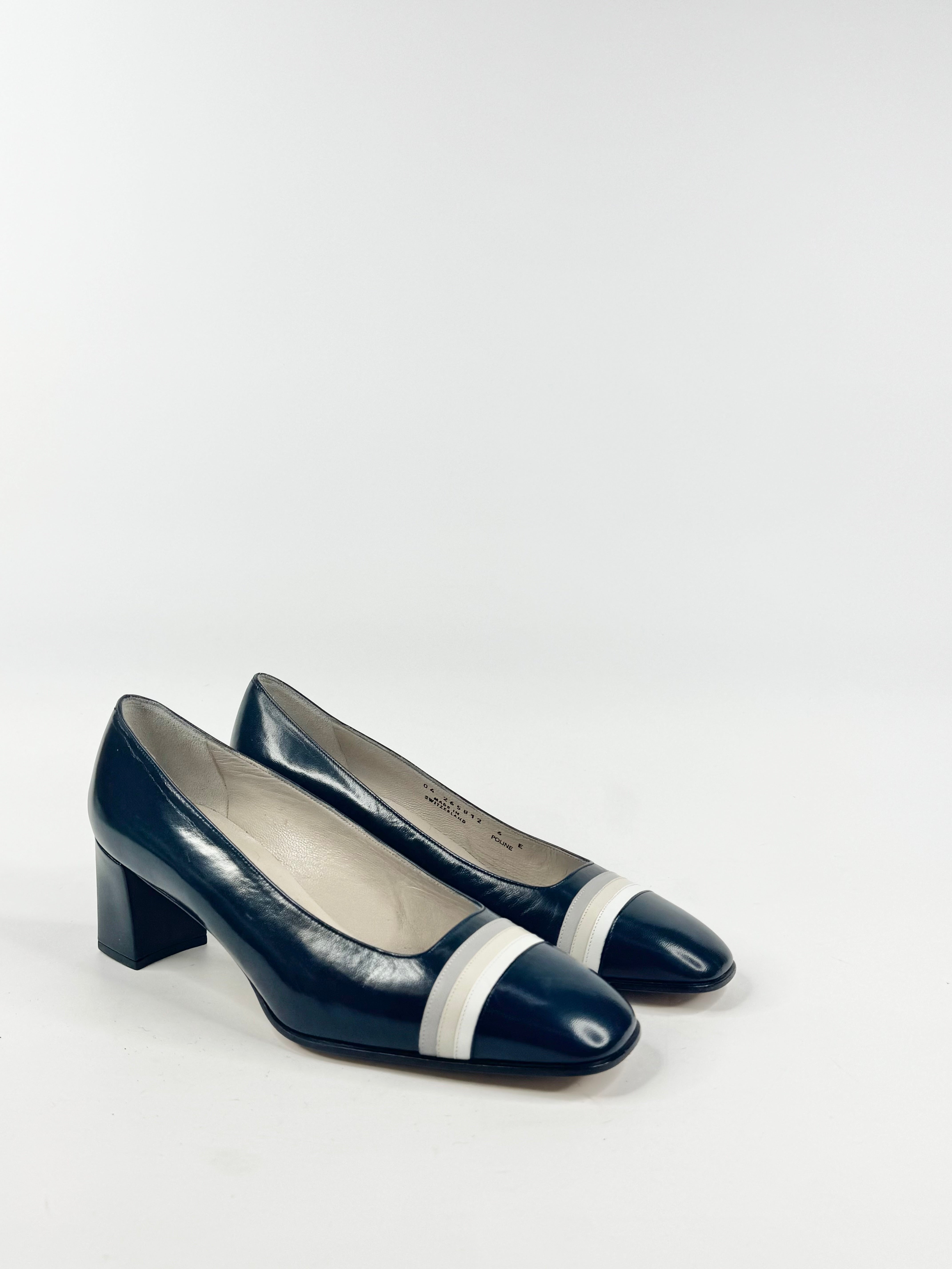 Bally Navy Striped Pumps - EU39