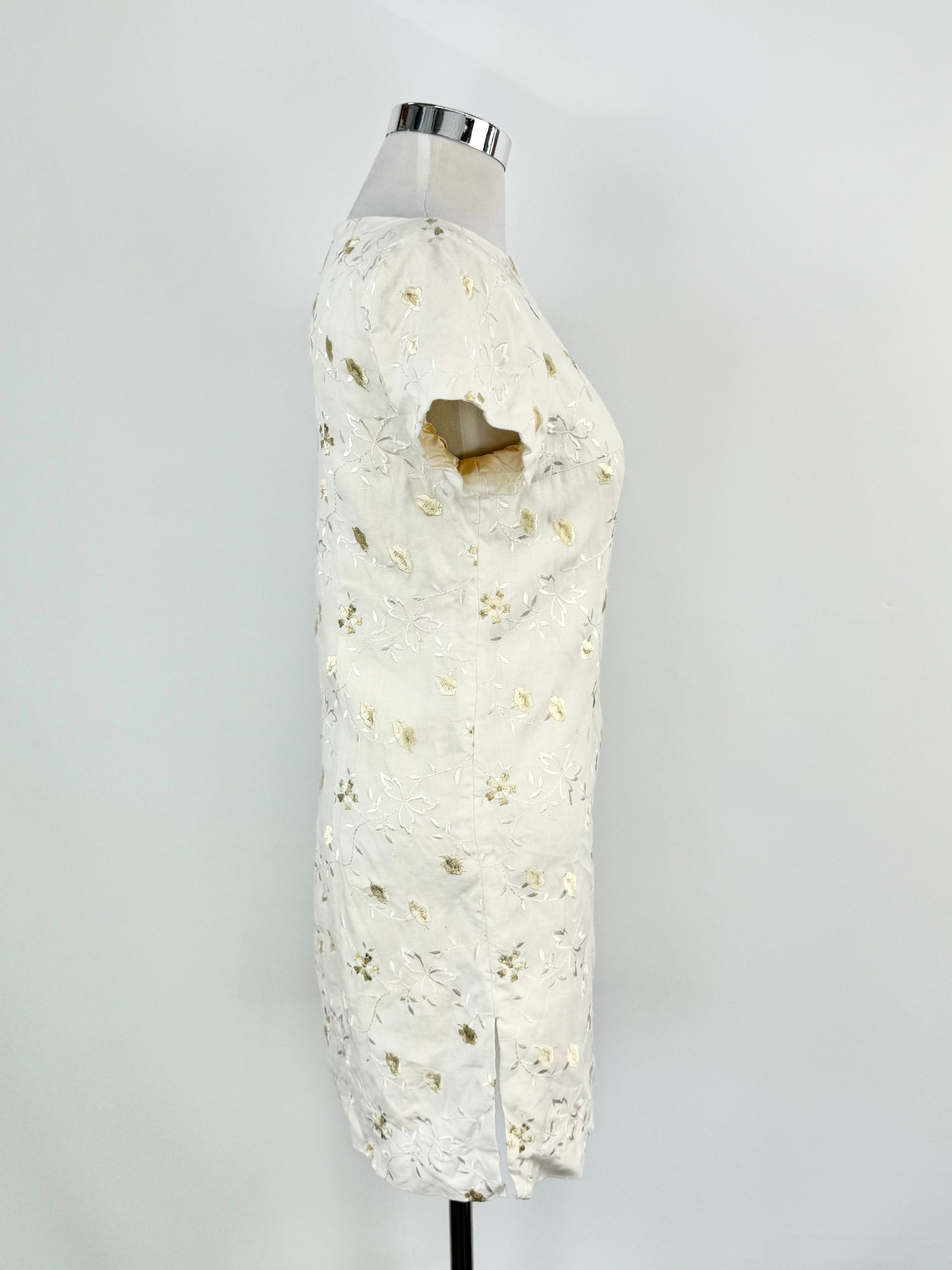 Favourbrook Cream Linen Embroidered Dress - AU12
