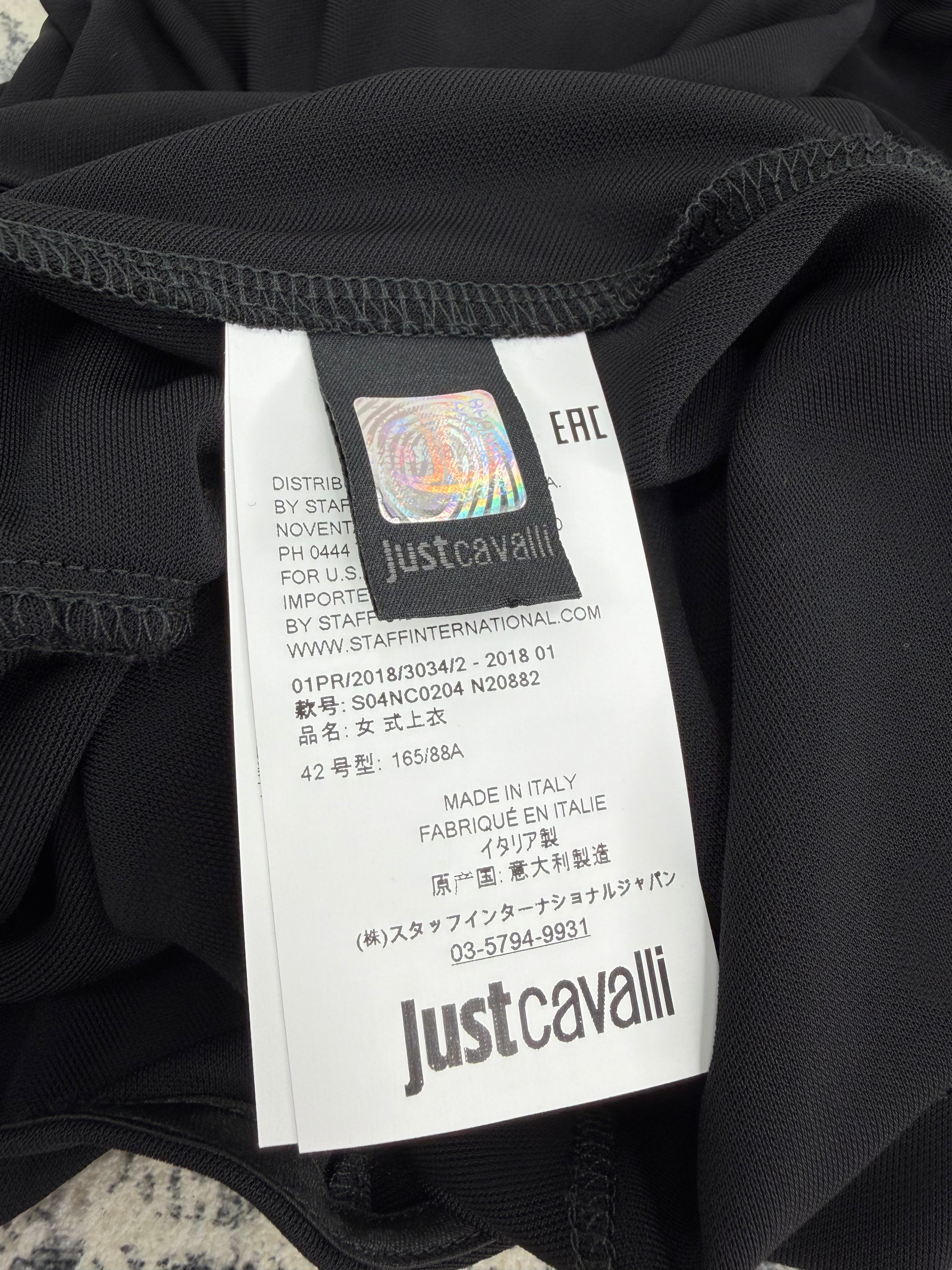 Just Cavalli Black Sleeveless Crystal-Set Bar Detail Blouse - AU12