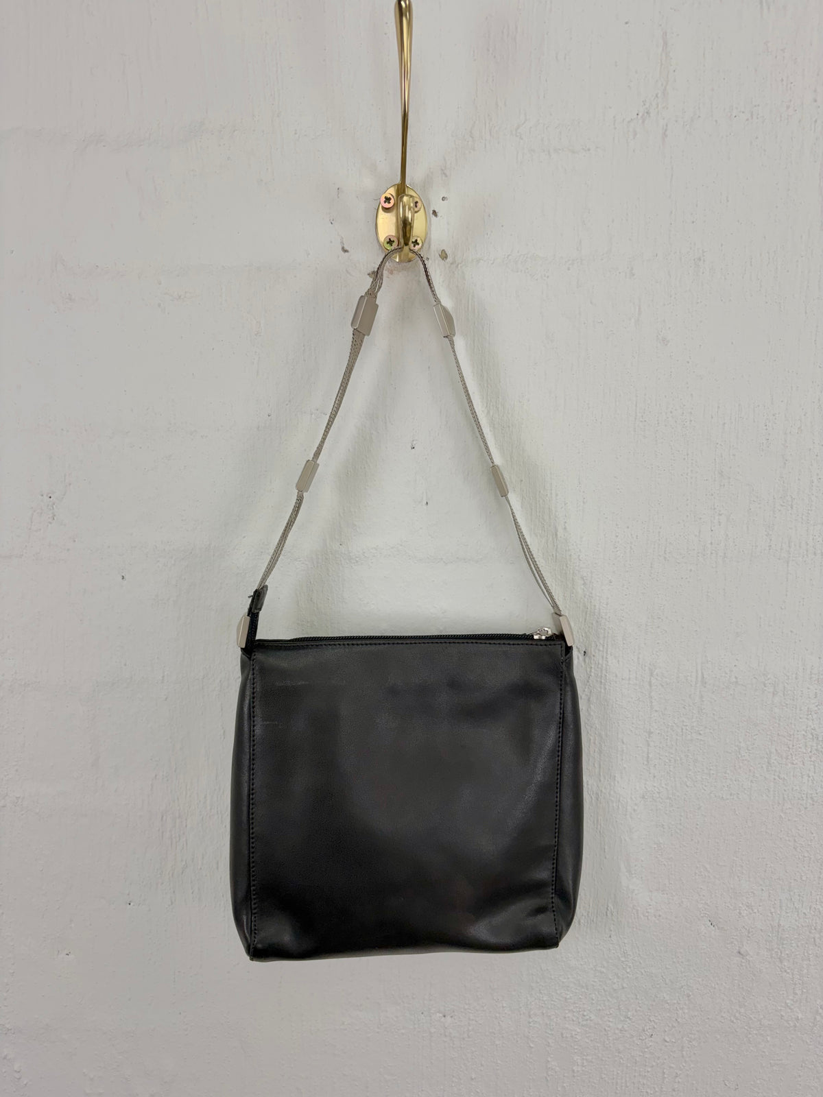 Vintage 90s Gianni Versace Multi Strand Medusa Stud Embellished Black Shoulder Bag
