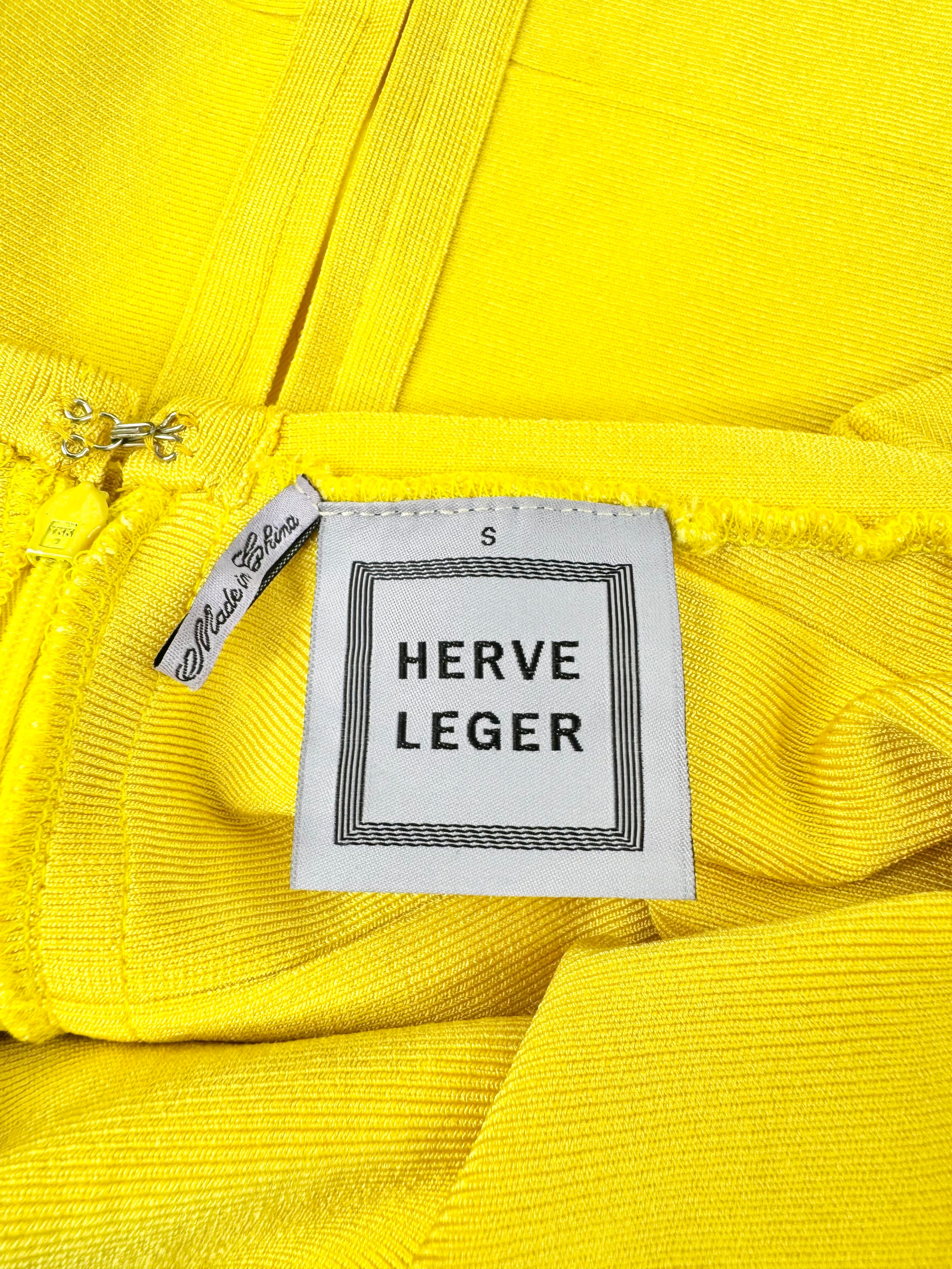 Herve Leger Canary Yellow Bandage Bodycon Dress - AU8