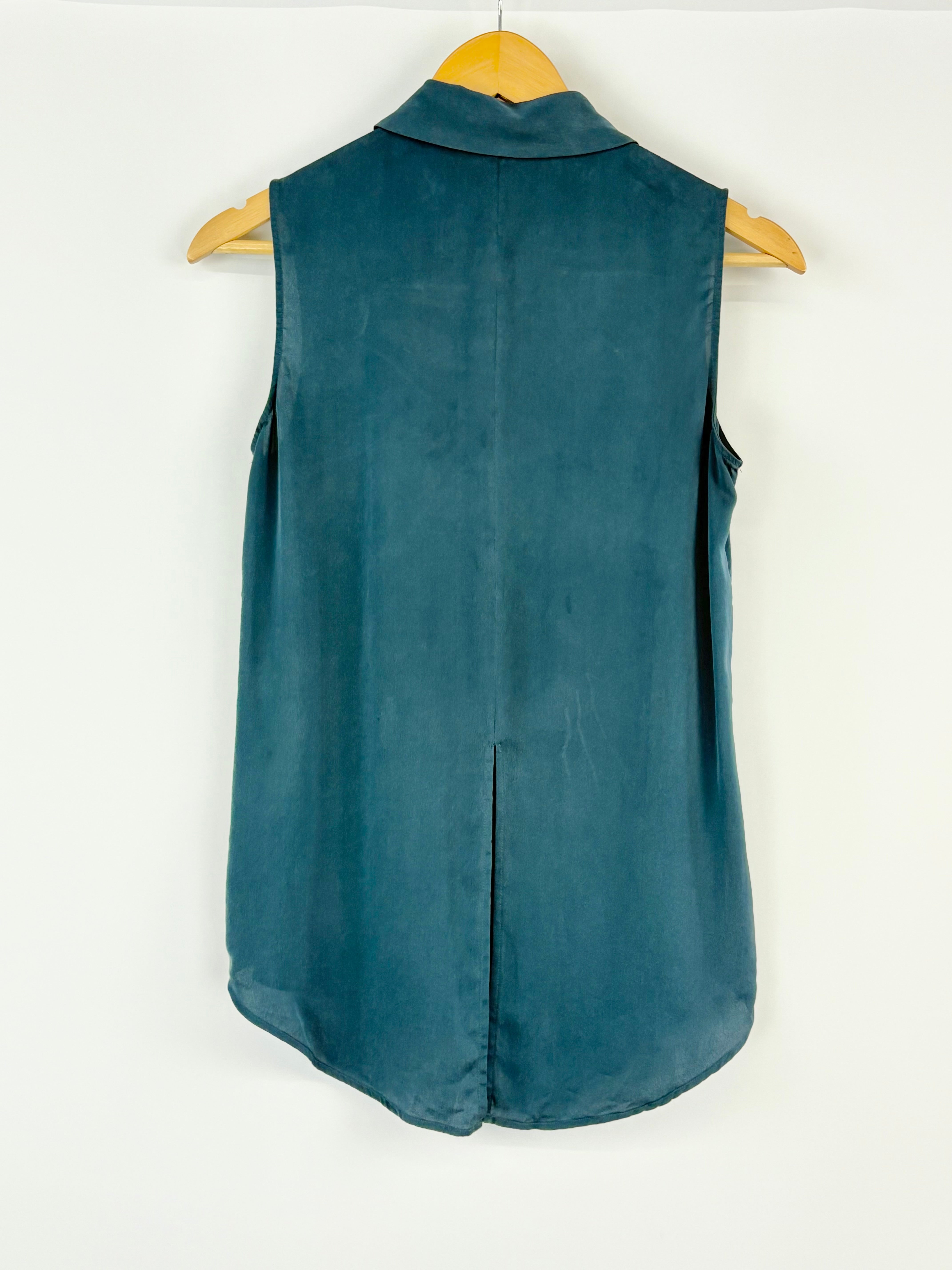 Theory Deep Teal Sleeveless Button Up Shirt - AU8