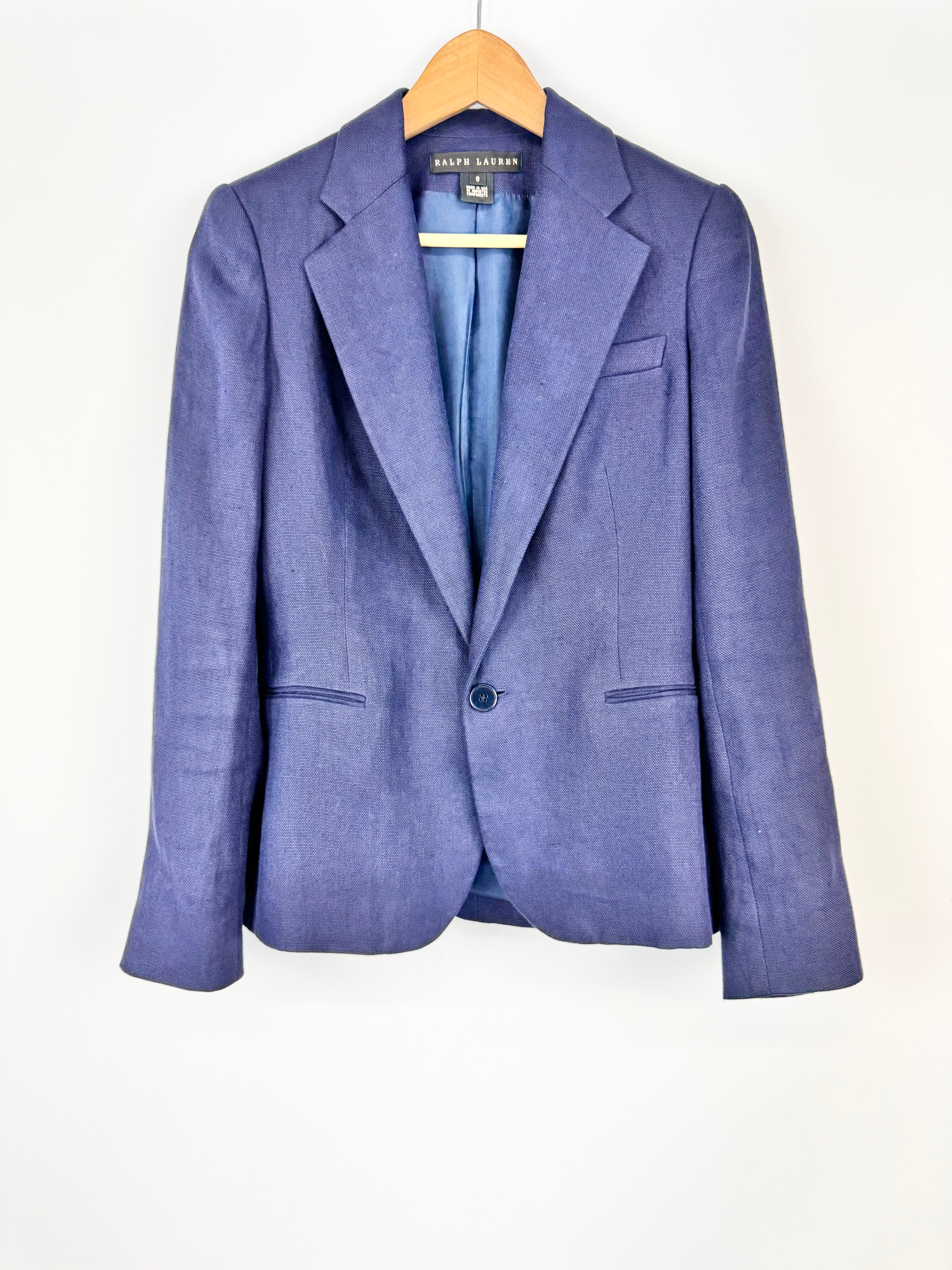 Ralph Lauren Dark Indigo Linen 2 Piece Suit - AU8/10