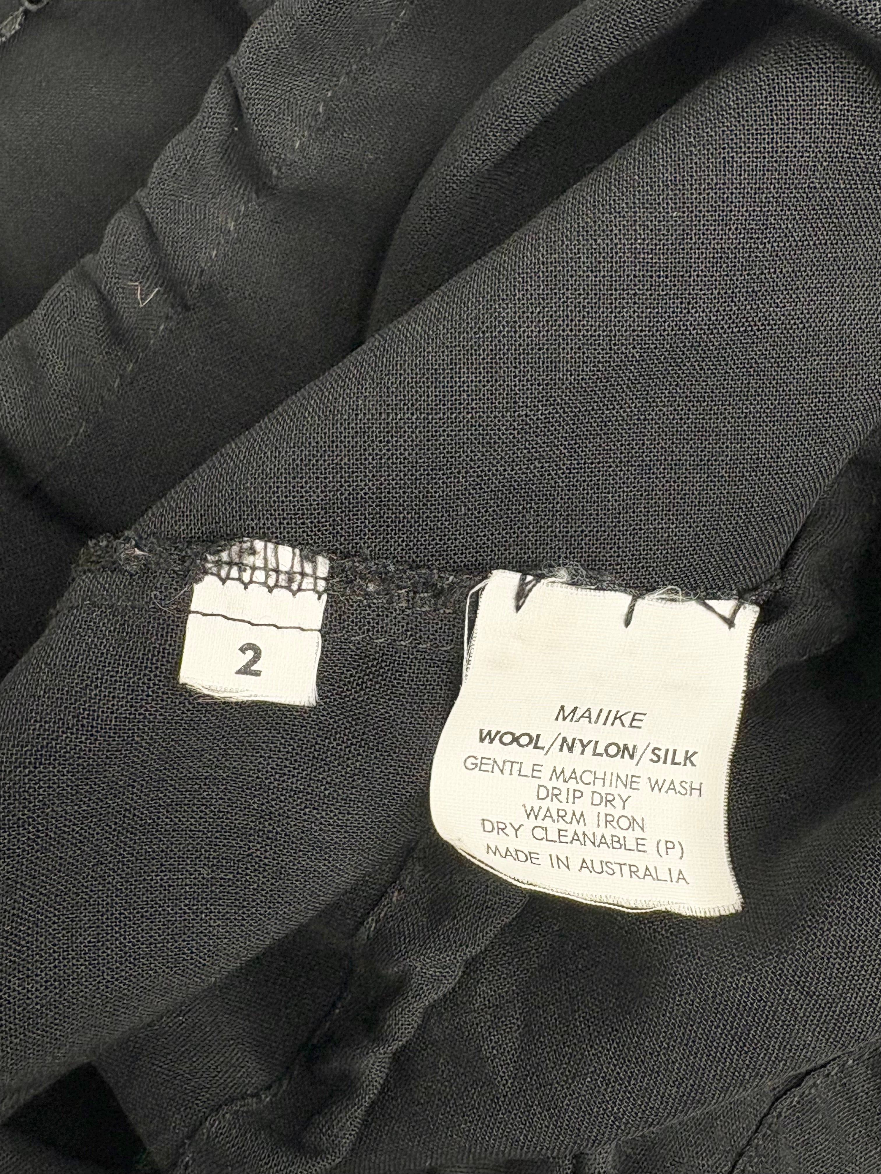 Maiike Sheer Black Wool & Silk Blend Blouse - AU10