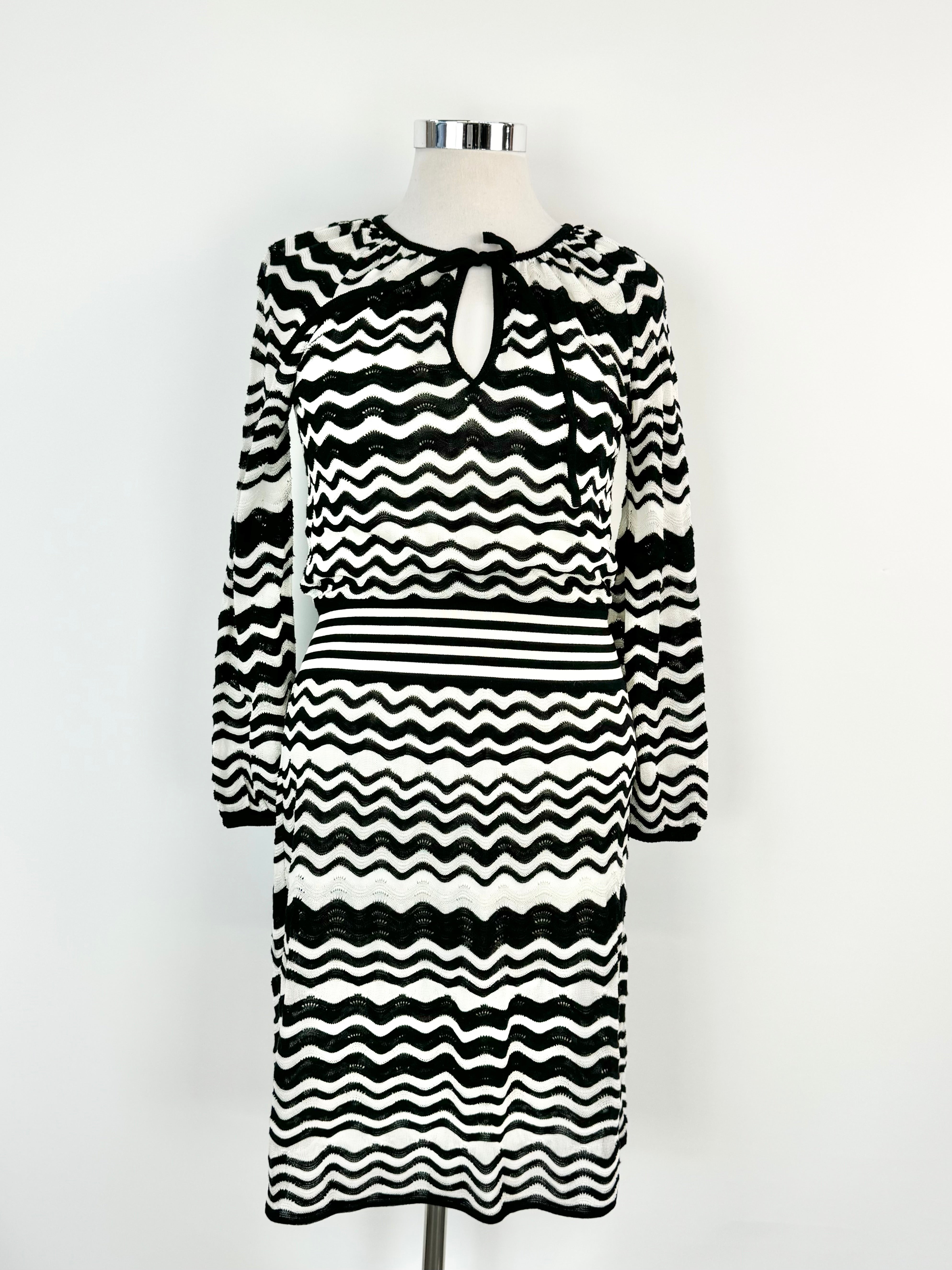 M Missioni Black & White Zig Zag Dress - AU12