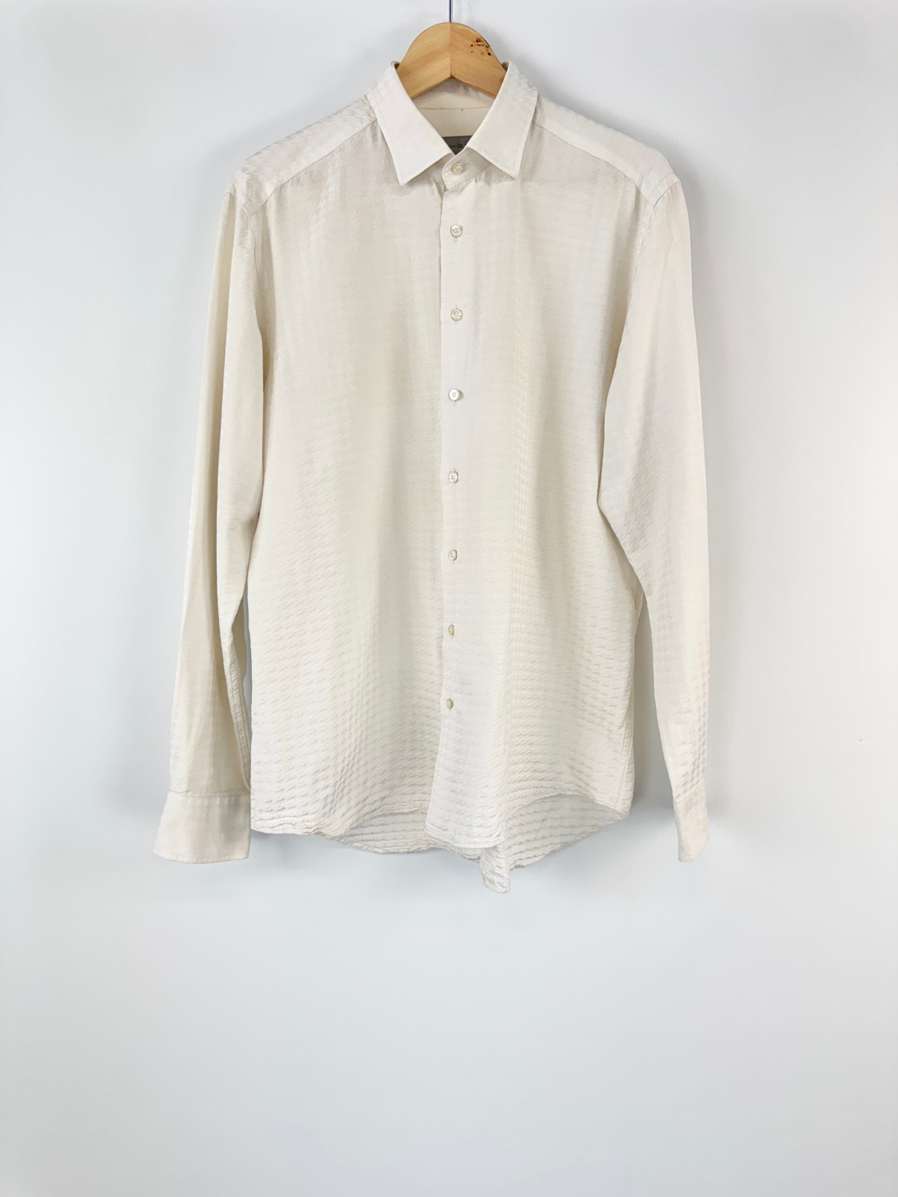 Etro Milano Cream Houndstooth Pattern Shirt - M