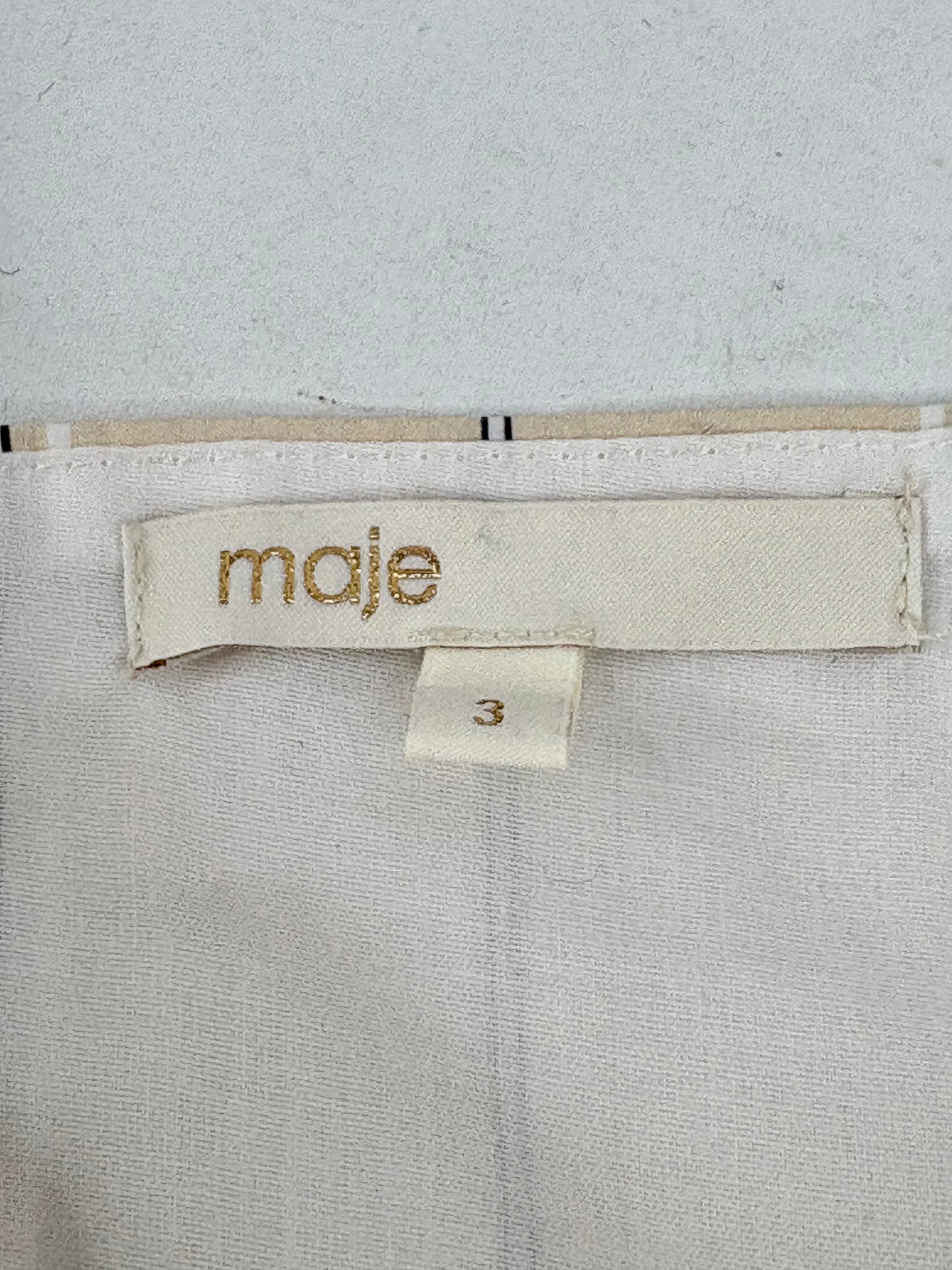Maje Beige Striped Cropped Top - AU12