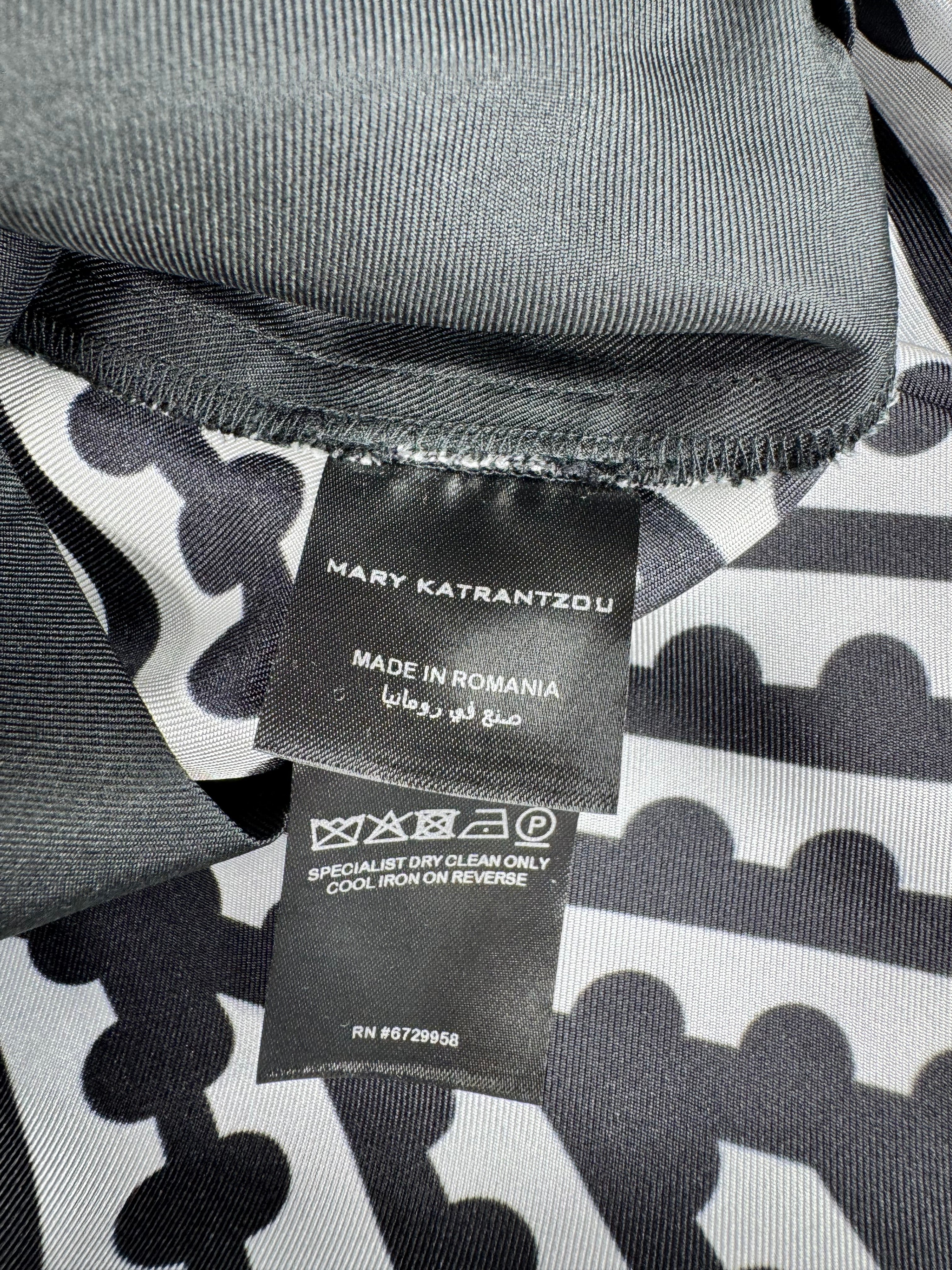 Mary Katrantzou Black & White Graphic Print Silk Wide Leg Trousers - AU12/14